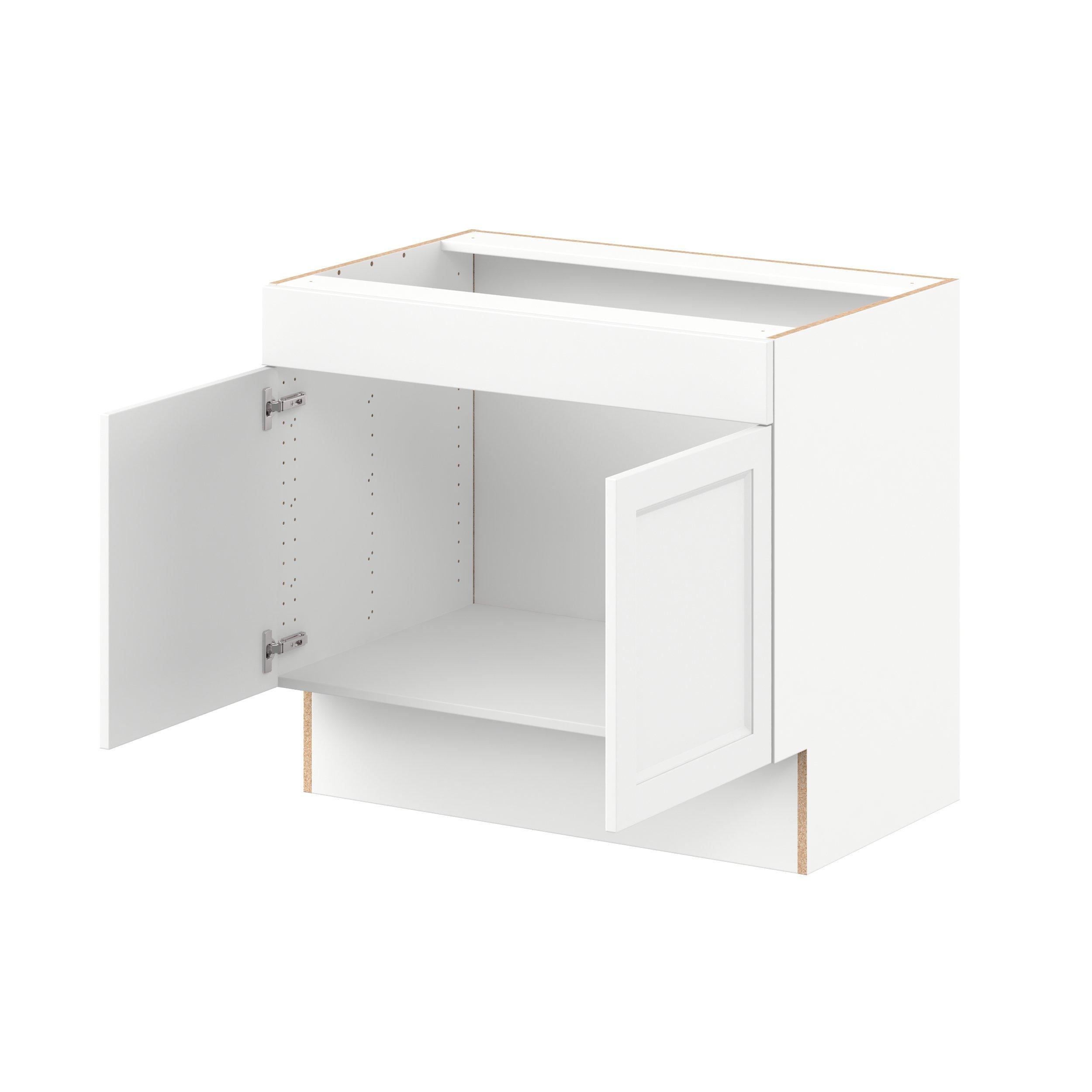 Peachtree 36 in. Painted Bright White Sink Base Cabinet with False Front