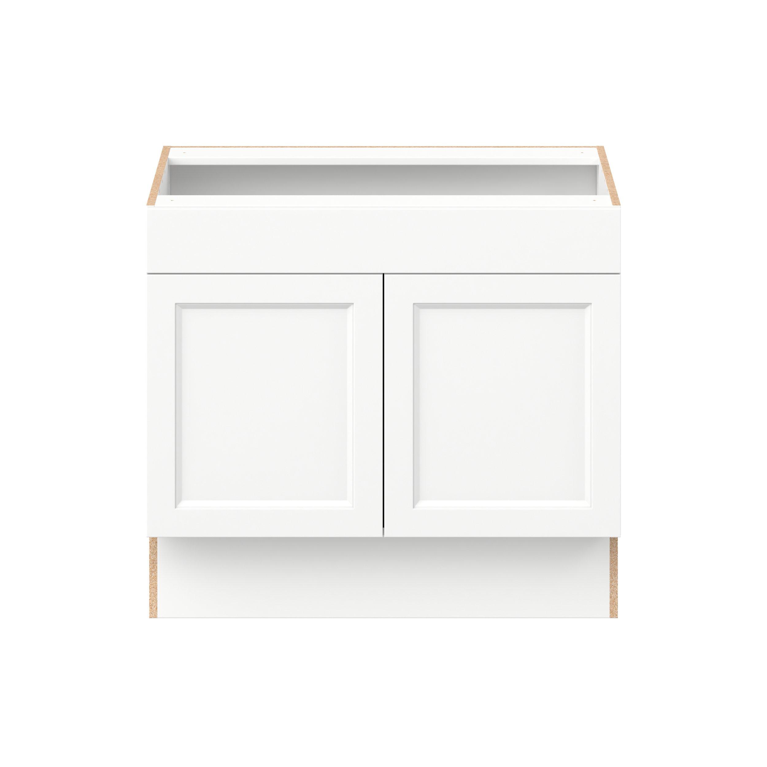 Peachtree 36 in. Painted Bright White Sink Base Cabinet with False Front