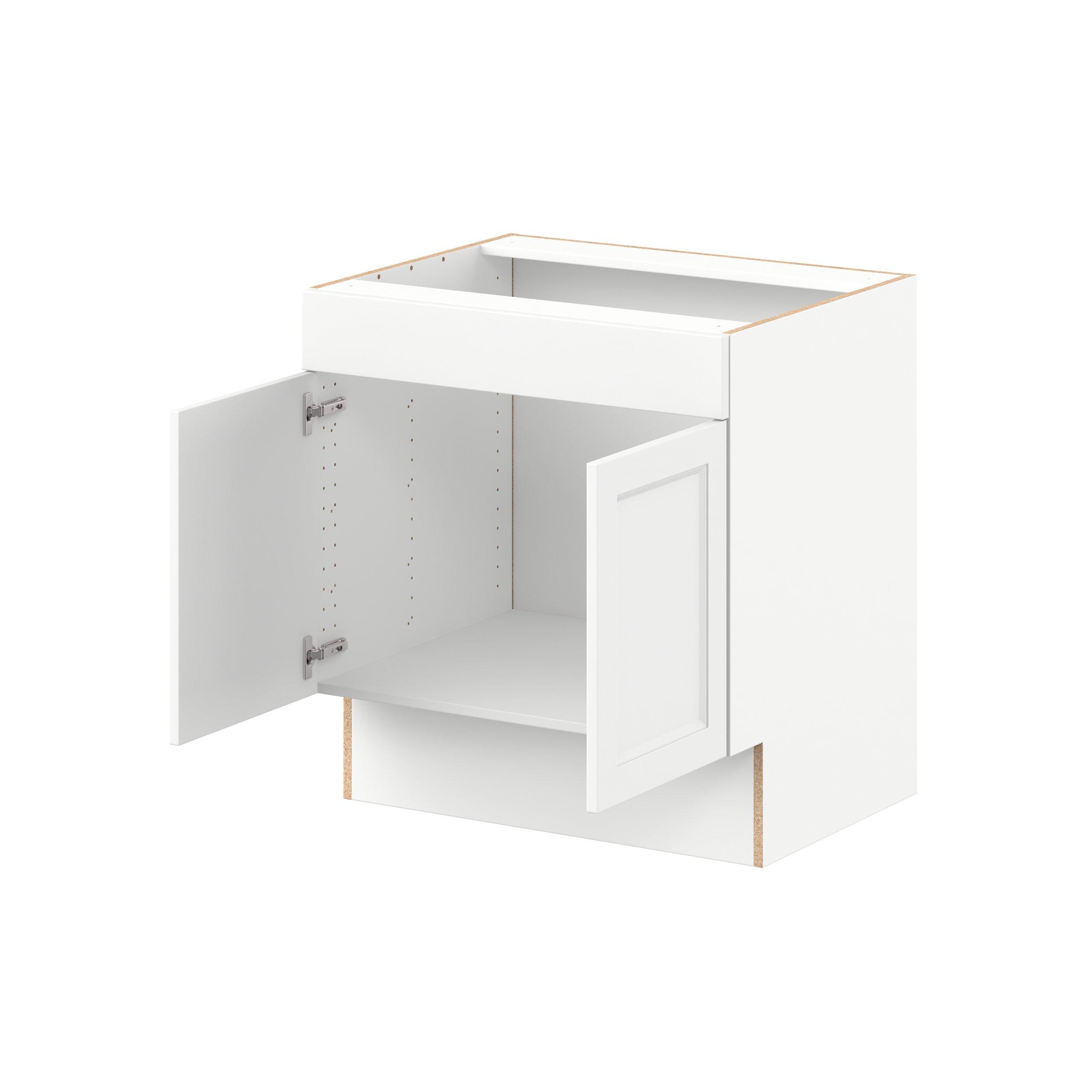 Peachtree 30 in. Painted Bright White Sink Base Cabinet with False Front