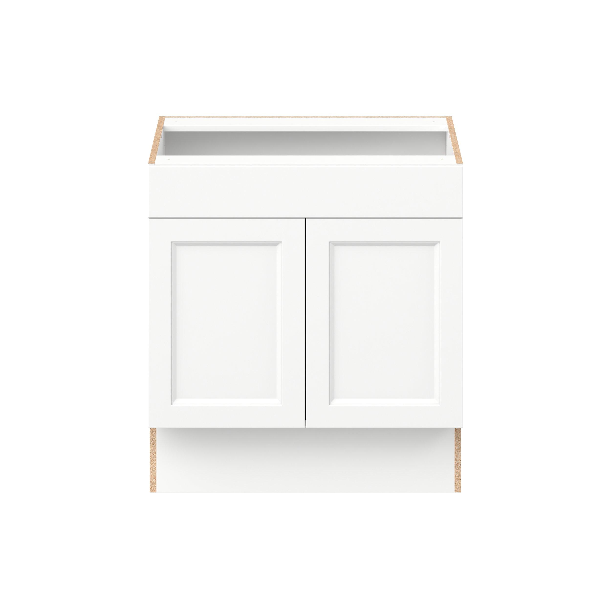Peachtree 30 in. Painted Bright White Sink Base Cabinet with False Front