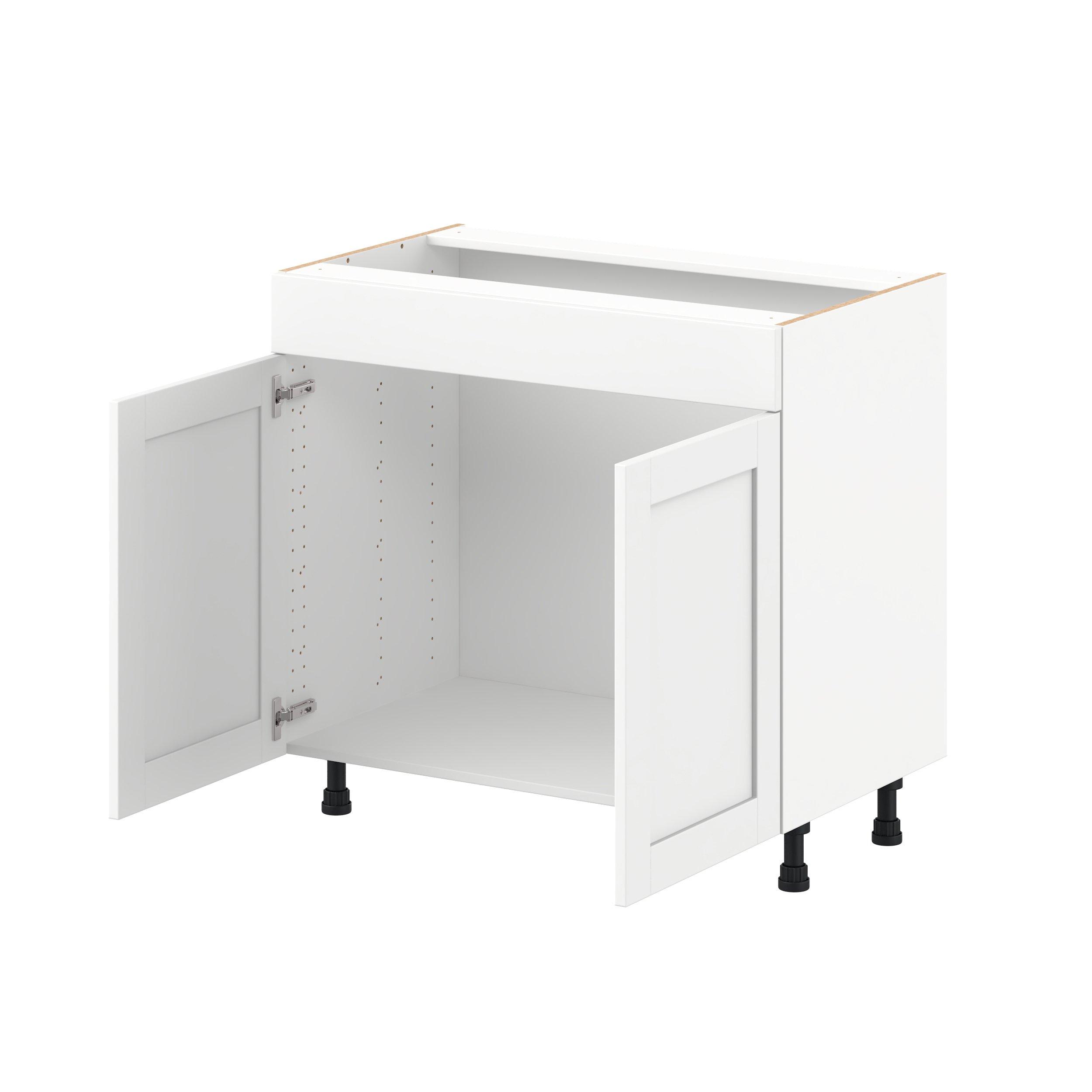 Summerhill 36 in. Bright White Vanity Sink Base Cabinet with False Front