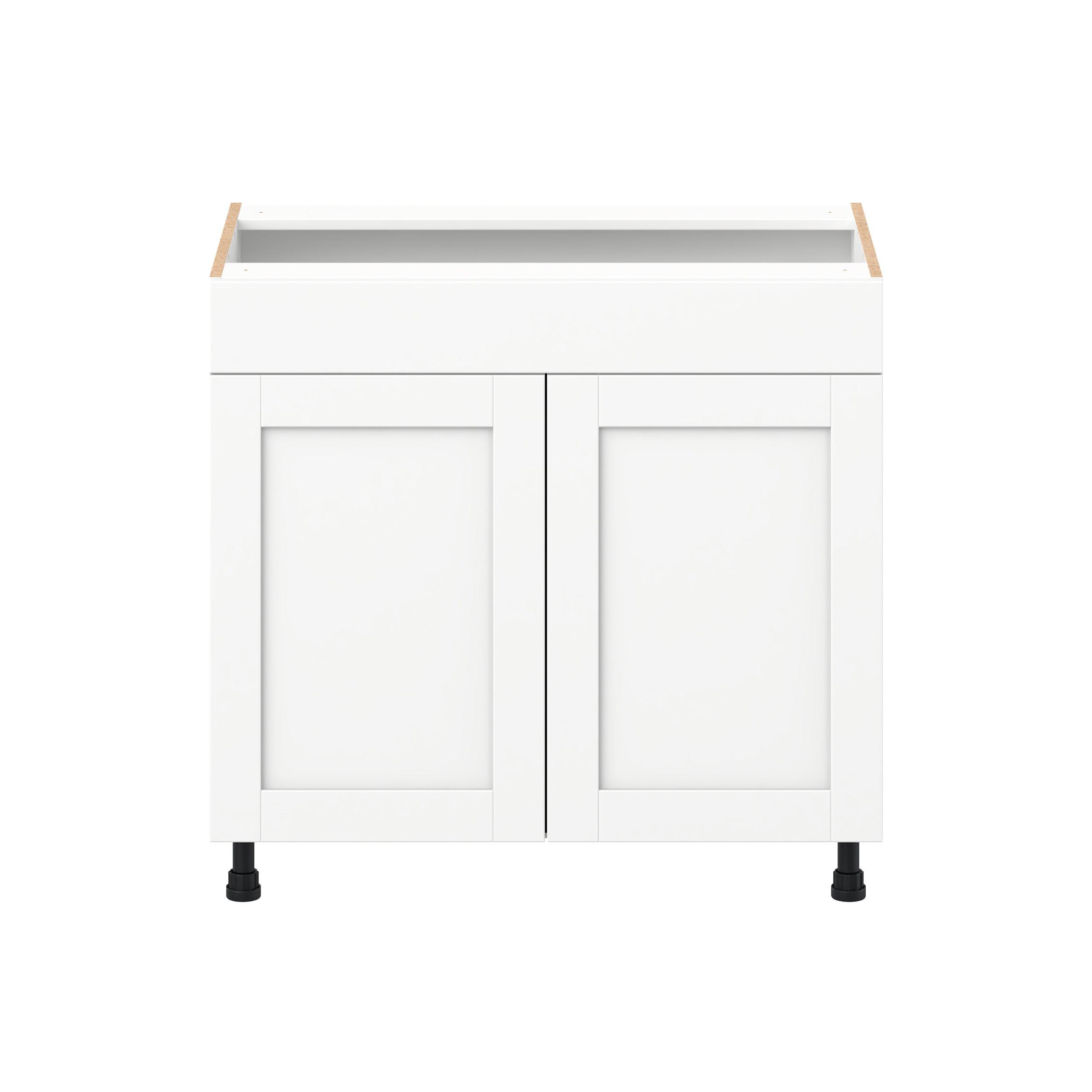 Summerhill 36 in. Bright White Vanity Sink Base Cabinet with False Front