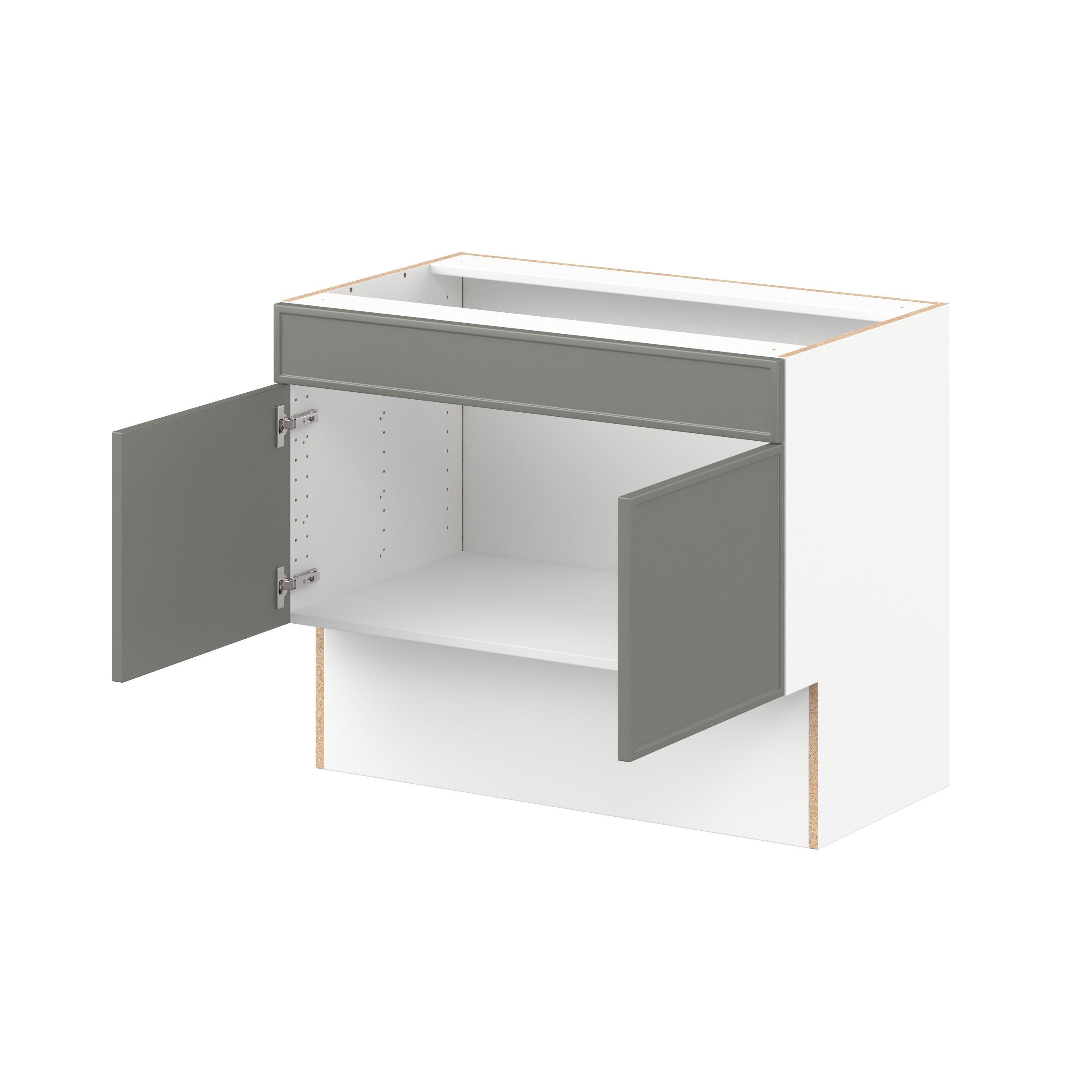 Linden 36 in. Painted Moss Green Vanity Sink Base Cabinet with Removable Front