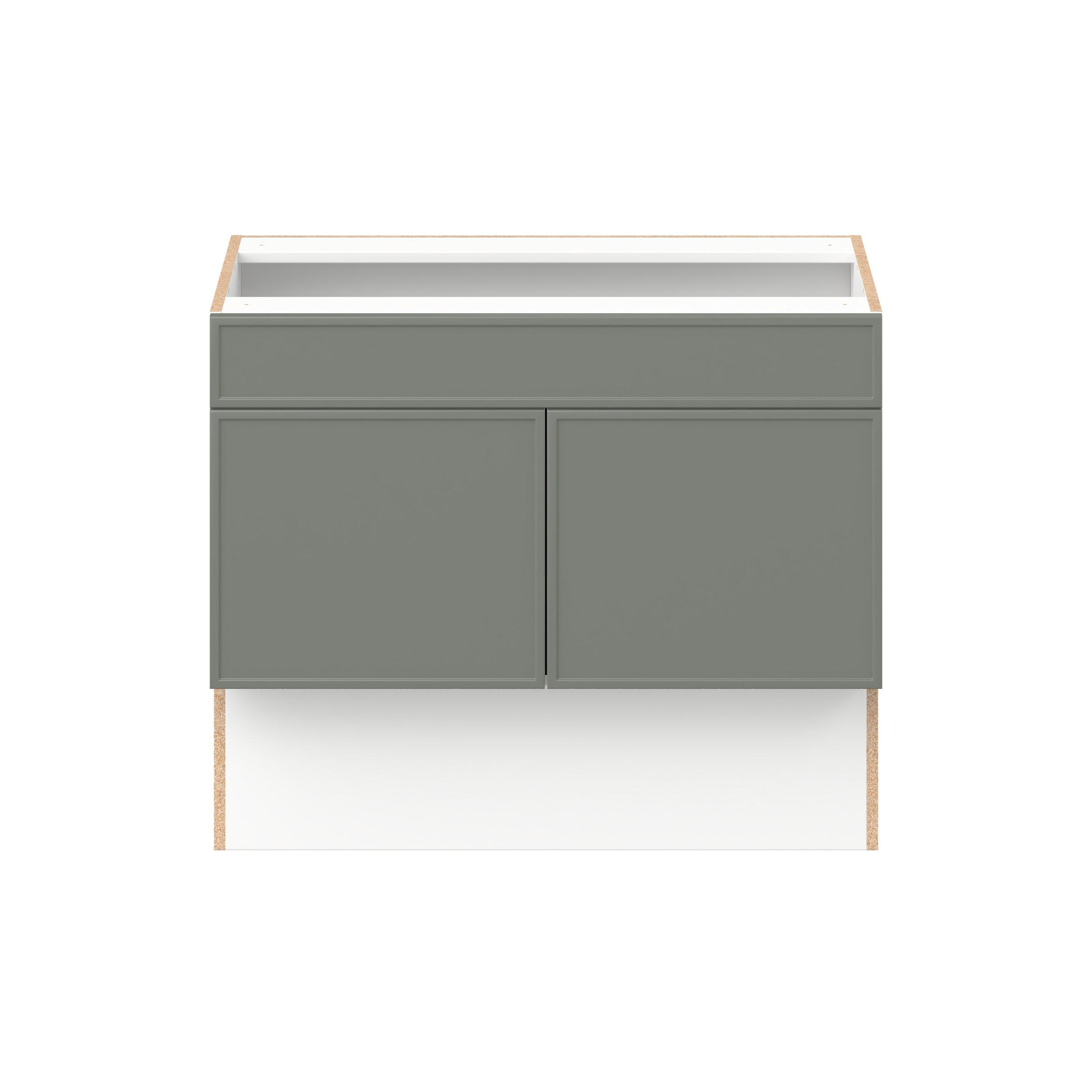Linden 36 in. Painted Moss Green Vanity Sink Base Cabinet with Removable Front