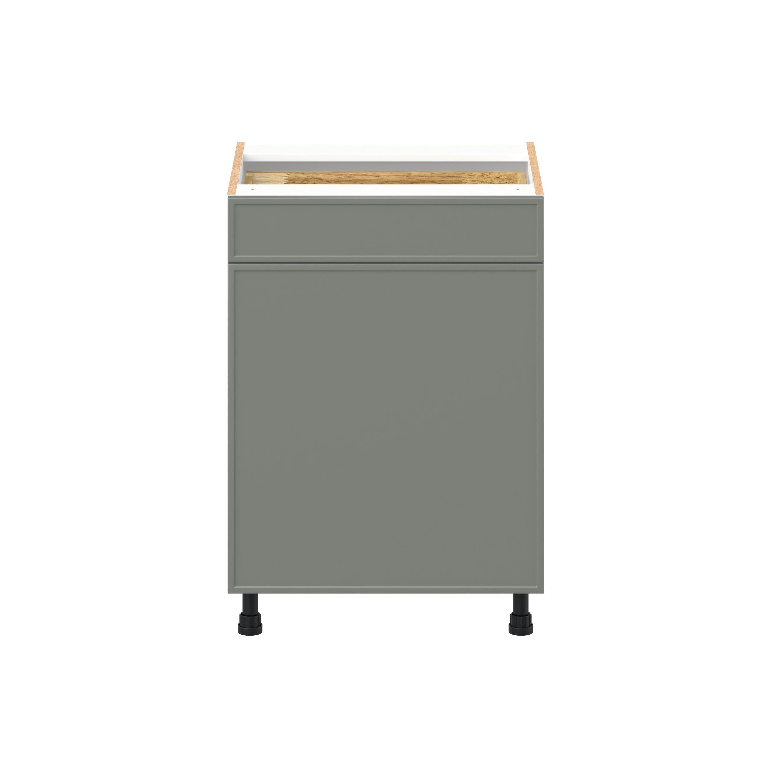 Linden 24 in. Painted Moss Green Vanity Door and Drawer Base Cabinet