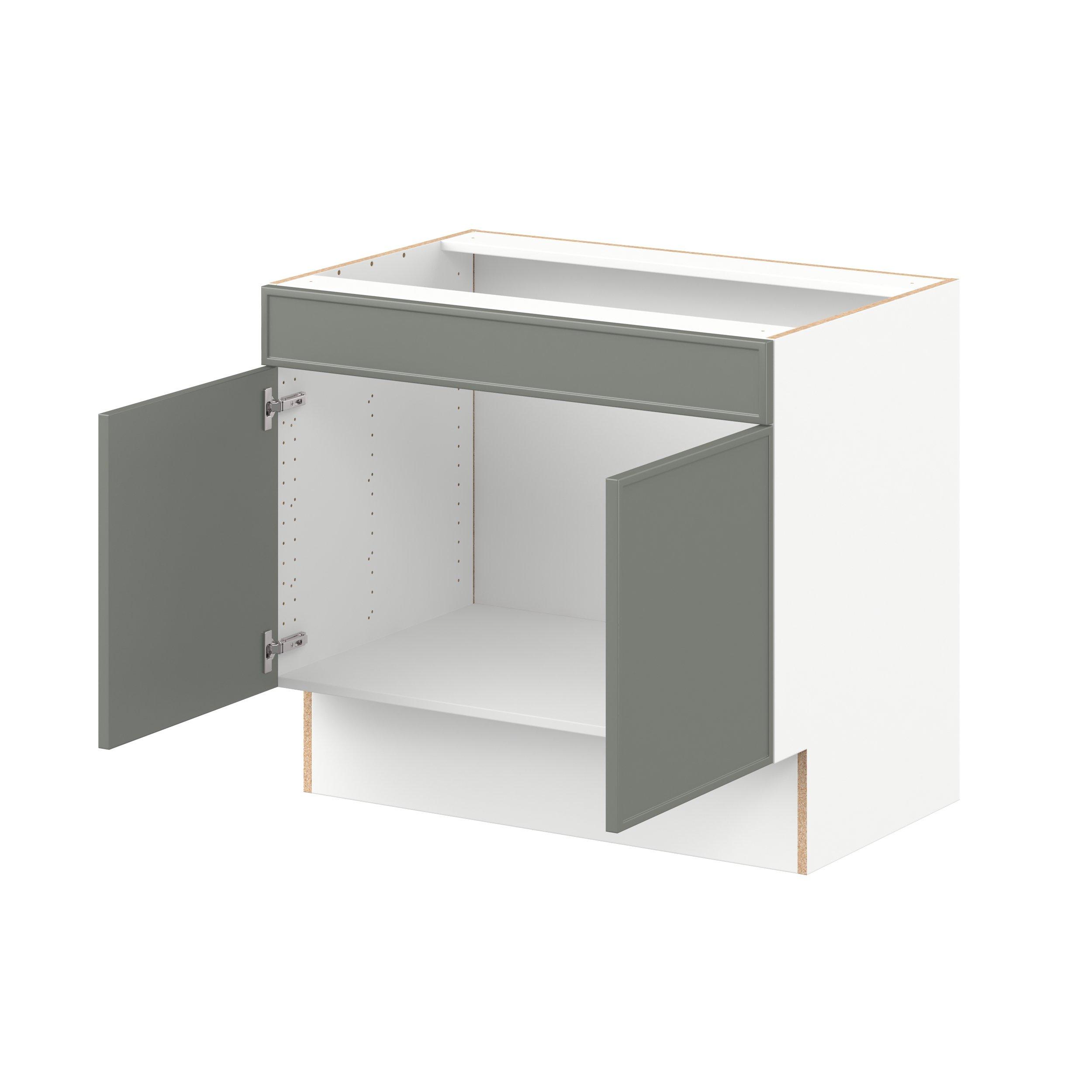 Linden 36 in. Painted Moss Green Sink Base Cabinet with False Front