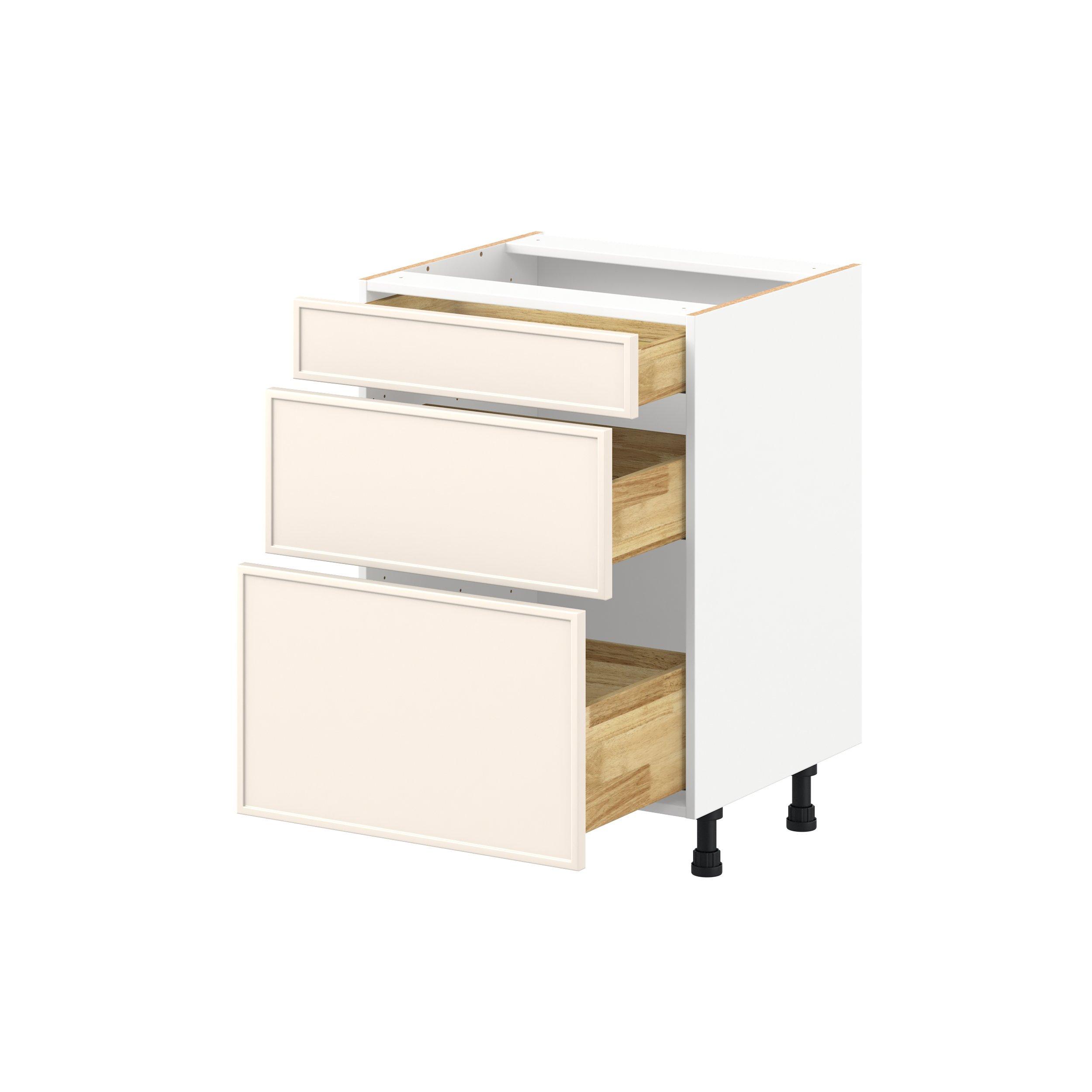 Linden 24 in. Painted Washed Linen Vanity Drawer Base Cabinet