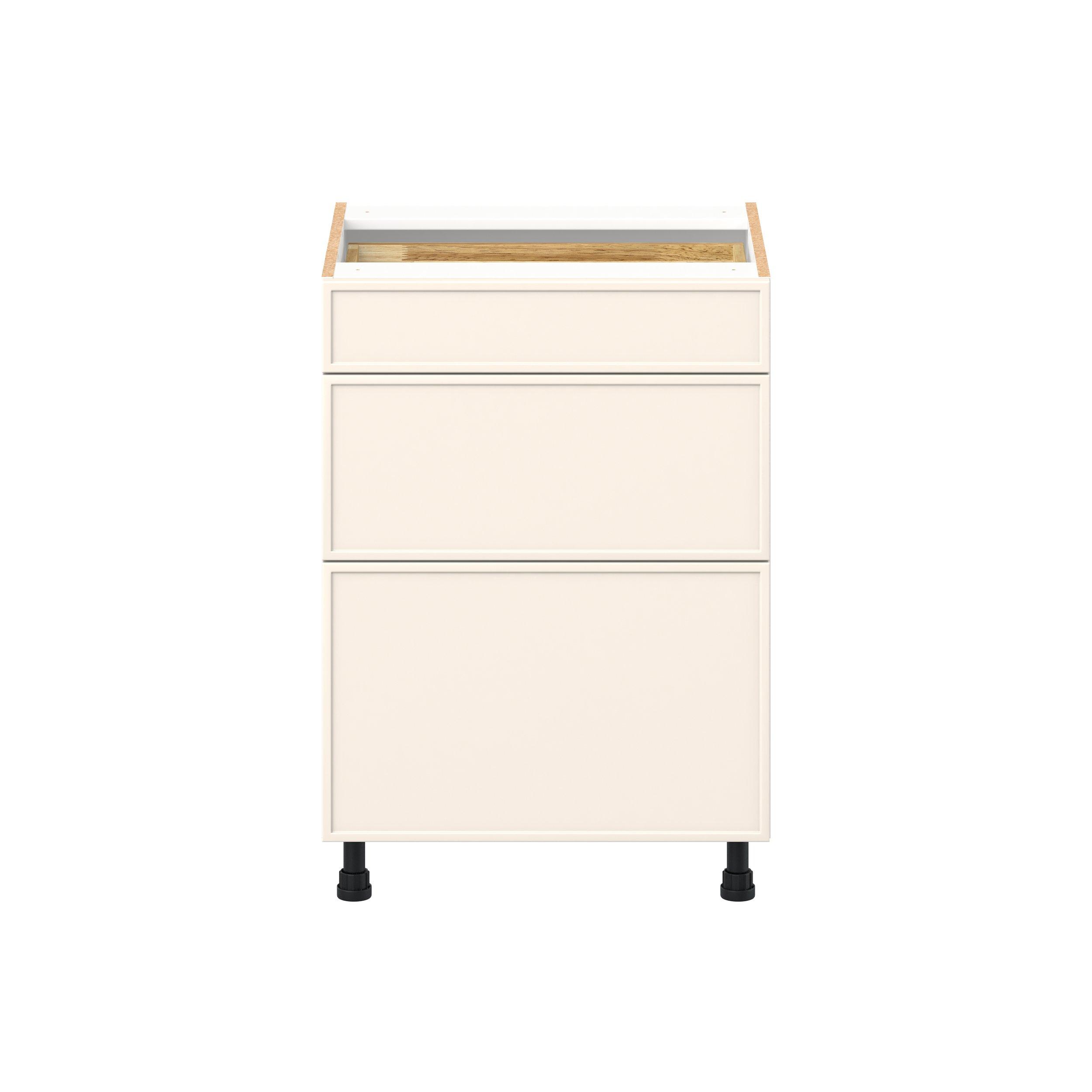 Linden 24 in. Painted Washed Linen Vanity Drawer Base Cabinet