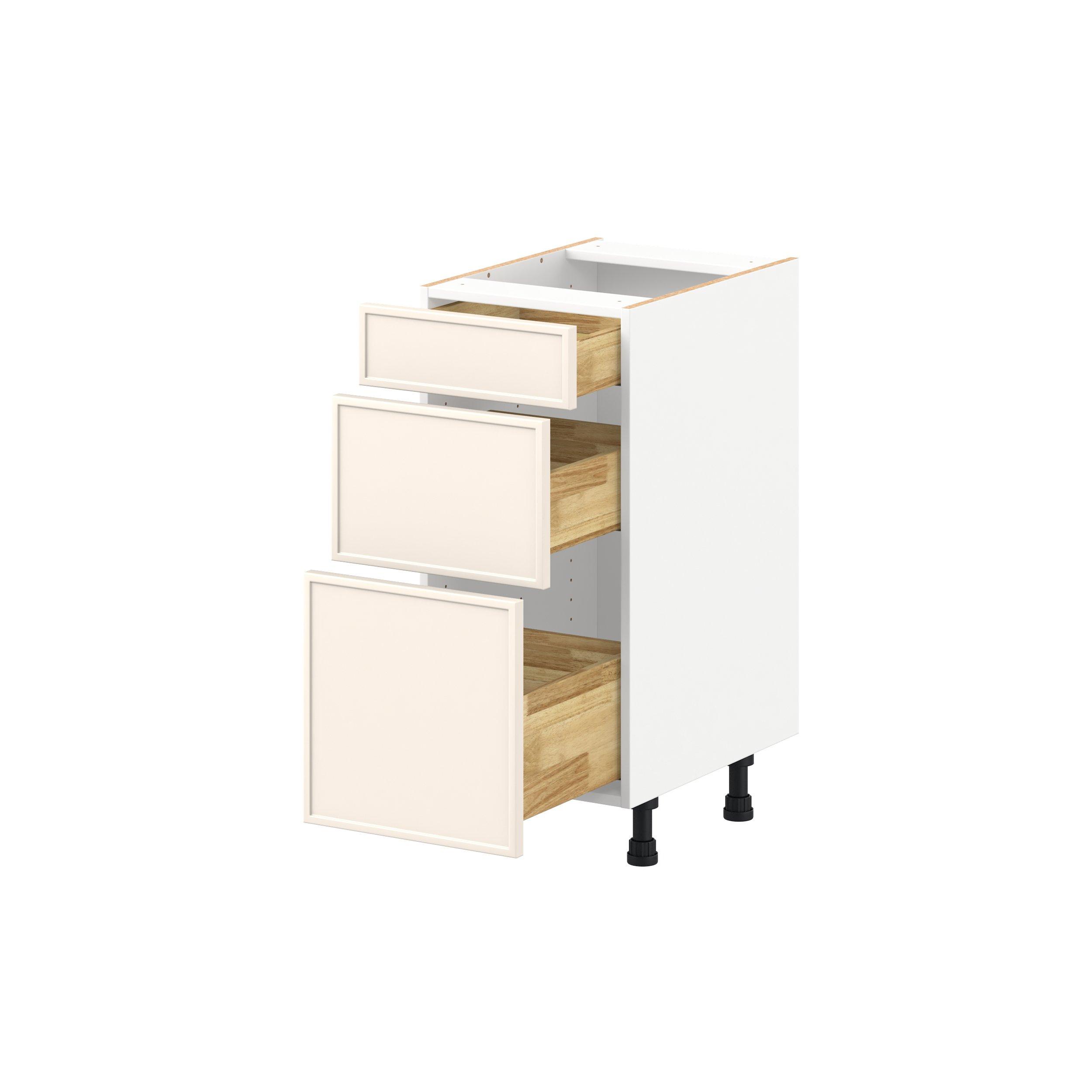 Linden 15 in. Painted Washed Linen Vanity Drawer Base Cabinet