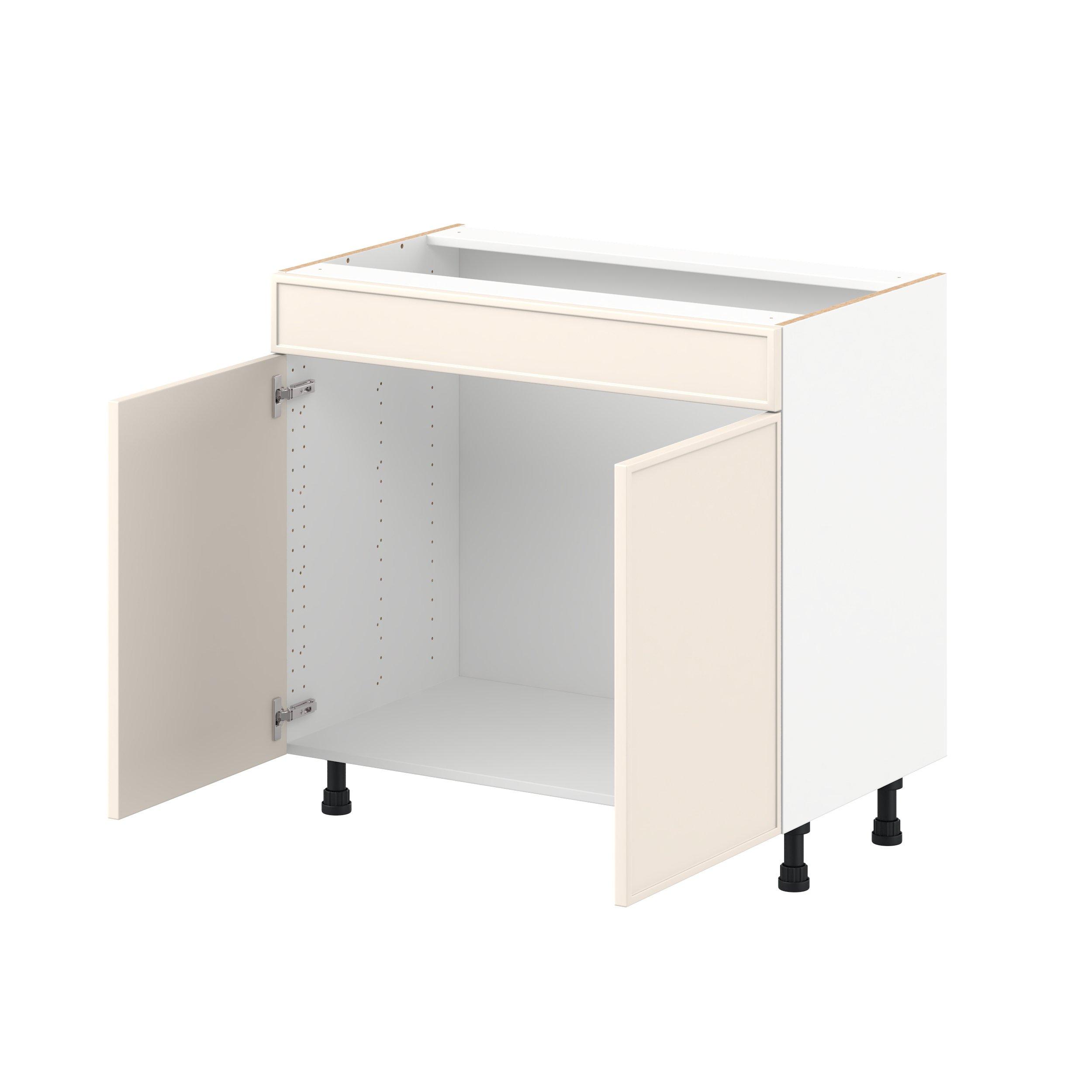 Linden 36 in. Painted Washed Linen Vanity Sink Base Cabinet with False Front
