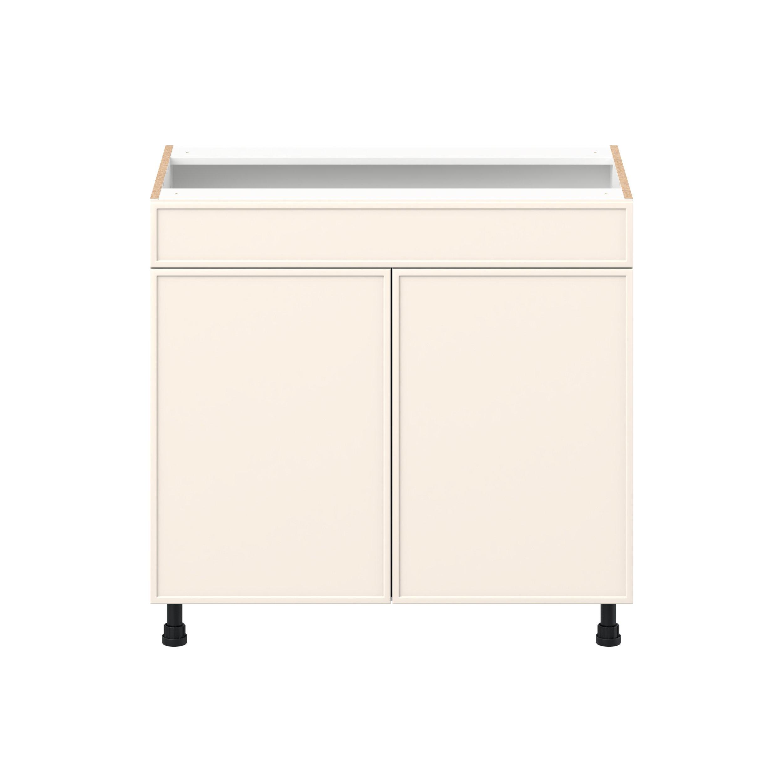 Linden 36 in. Painted Washed Linen Vanity Sink Base Cabinet with False Front