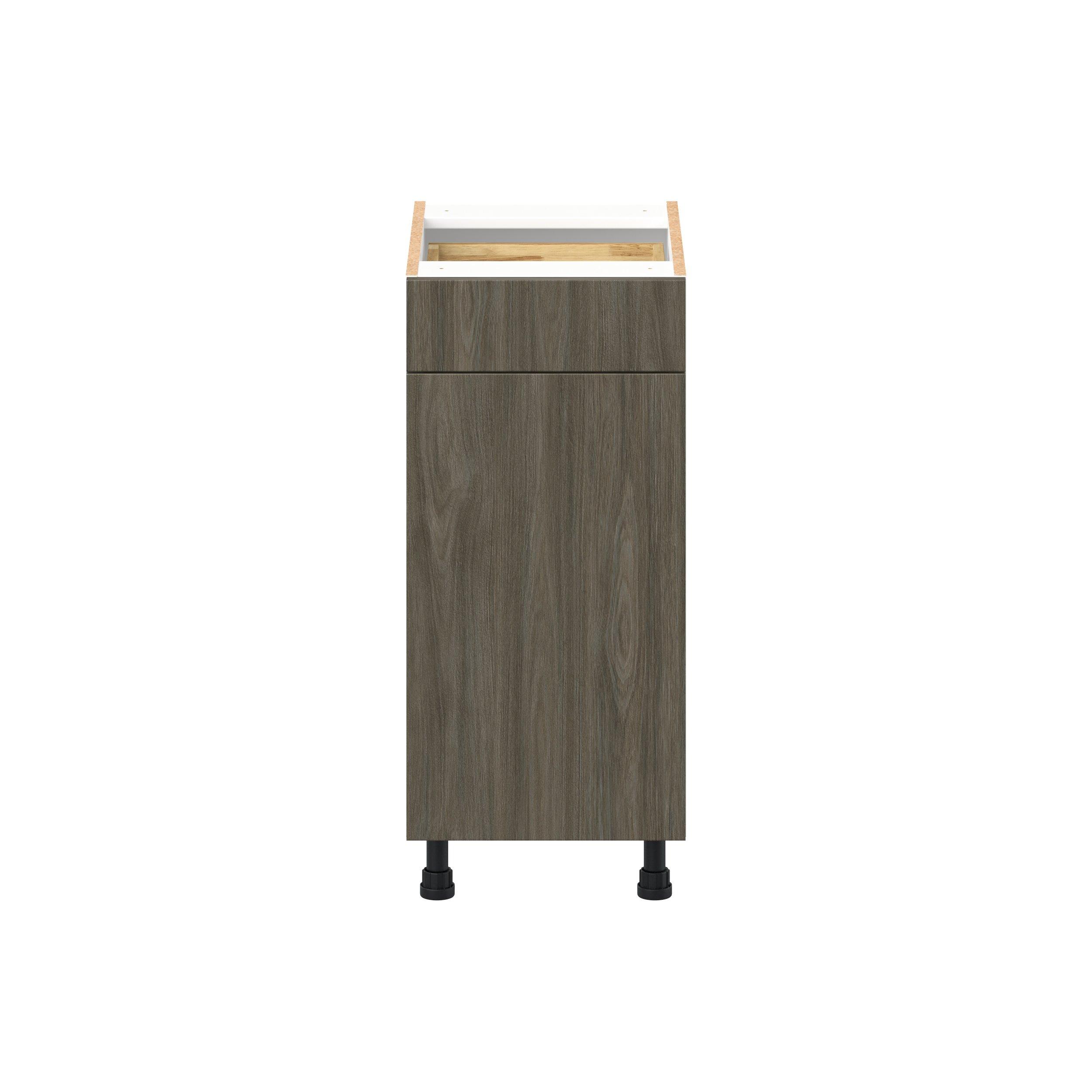 Glenwood 15 in. Burnt Walnut Vanity Door and Drawer Base Cabinet