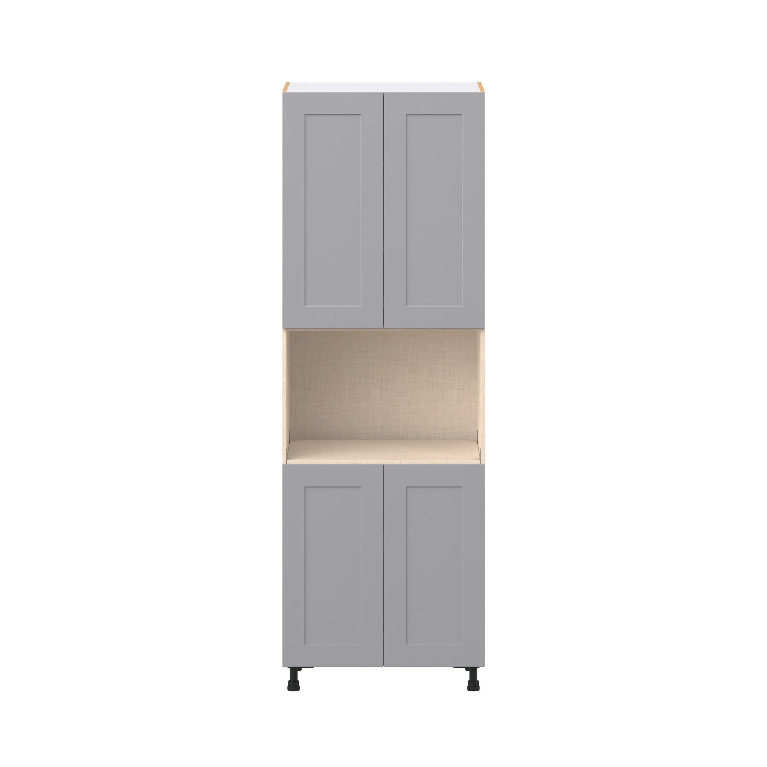Candler 30 in. Painted Slate Gray Door Microwave Pantry Cabinet