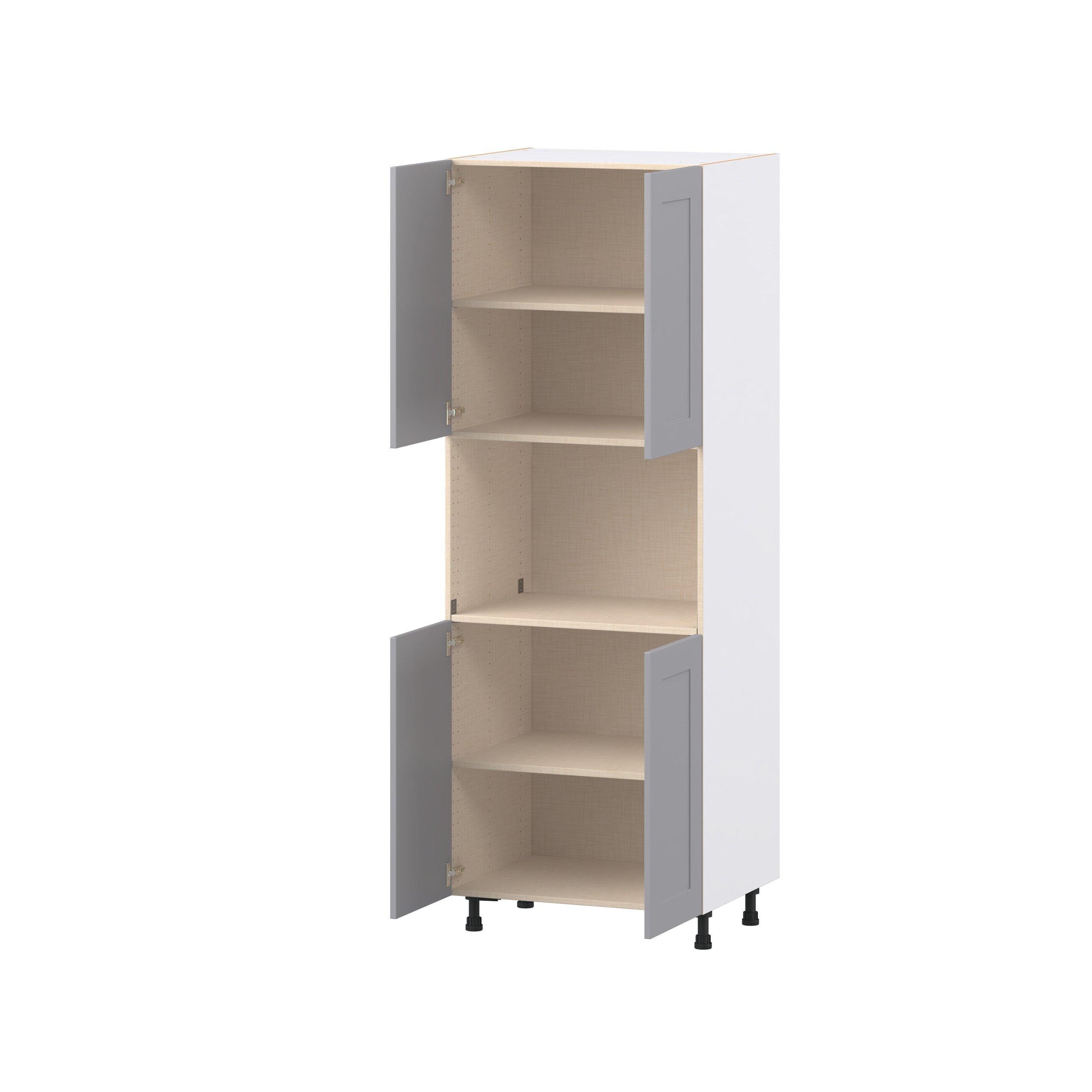 Candler 30 in. Painted Slate Gray Door Microwave Pantry Cabinet
