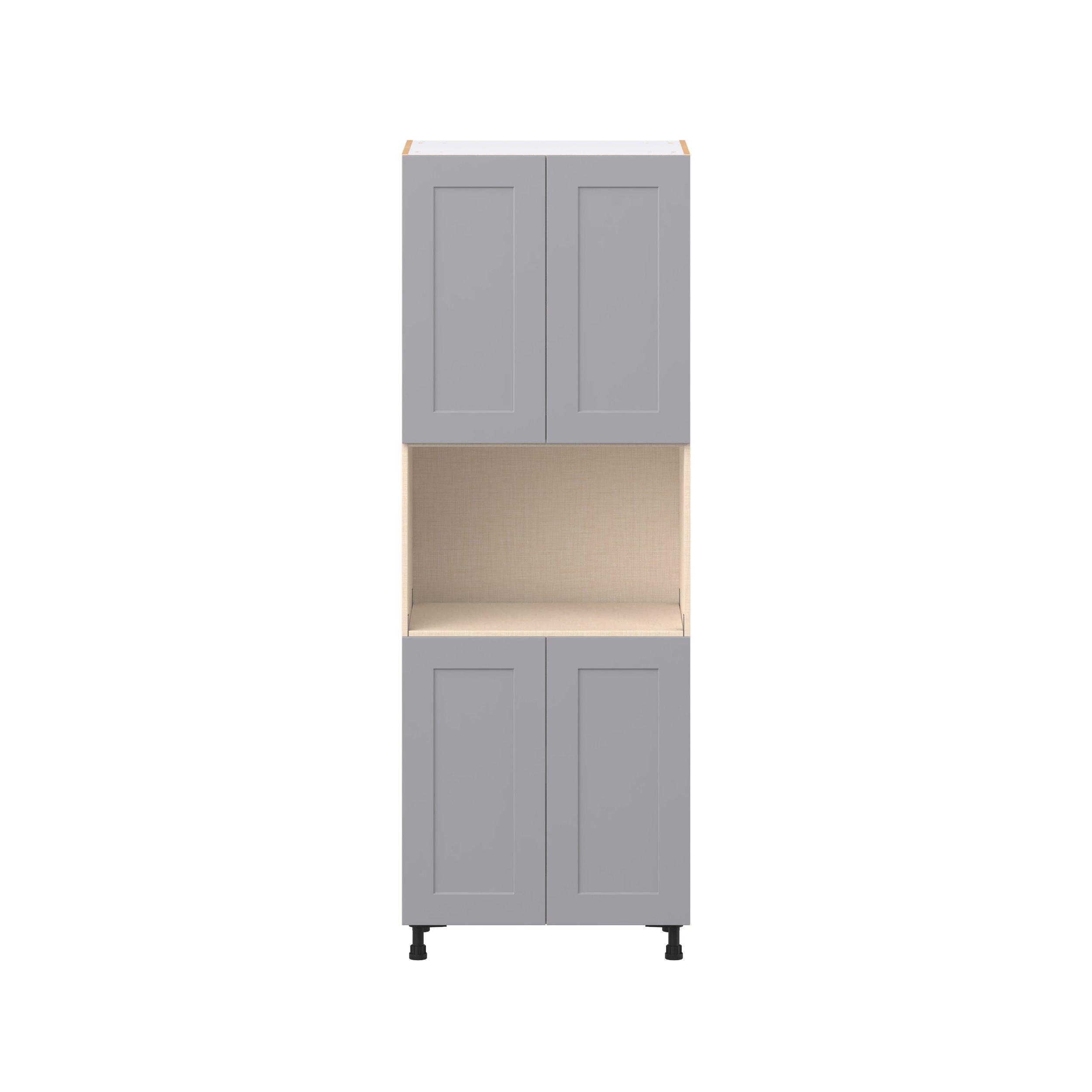 Candler 30 in. Painted Slate Gray Door Microwave Pantry Cabinet