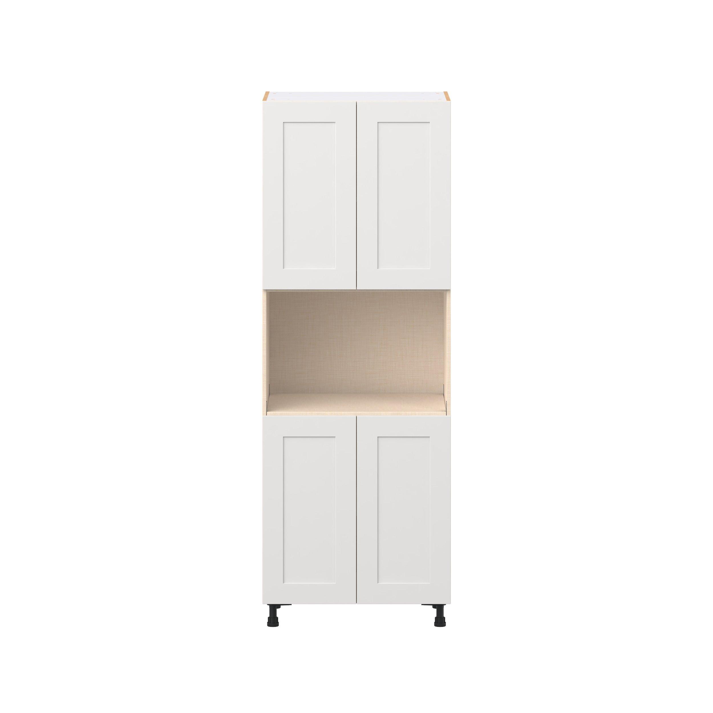 Candler 30 in. Painted Warm White Door Microwave Pantry Cabinet