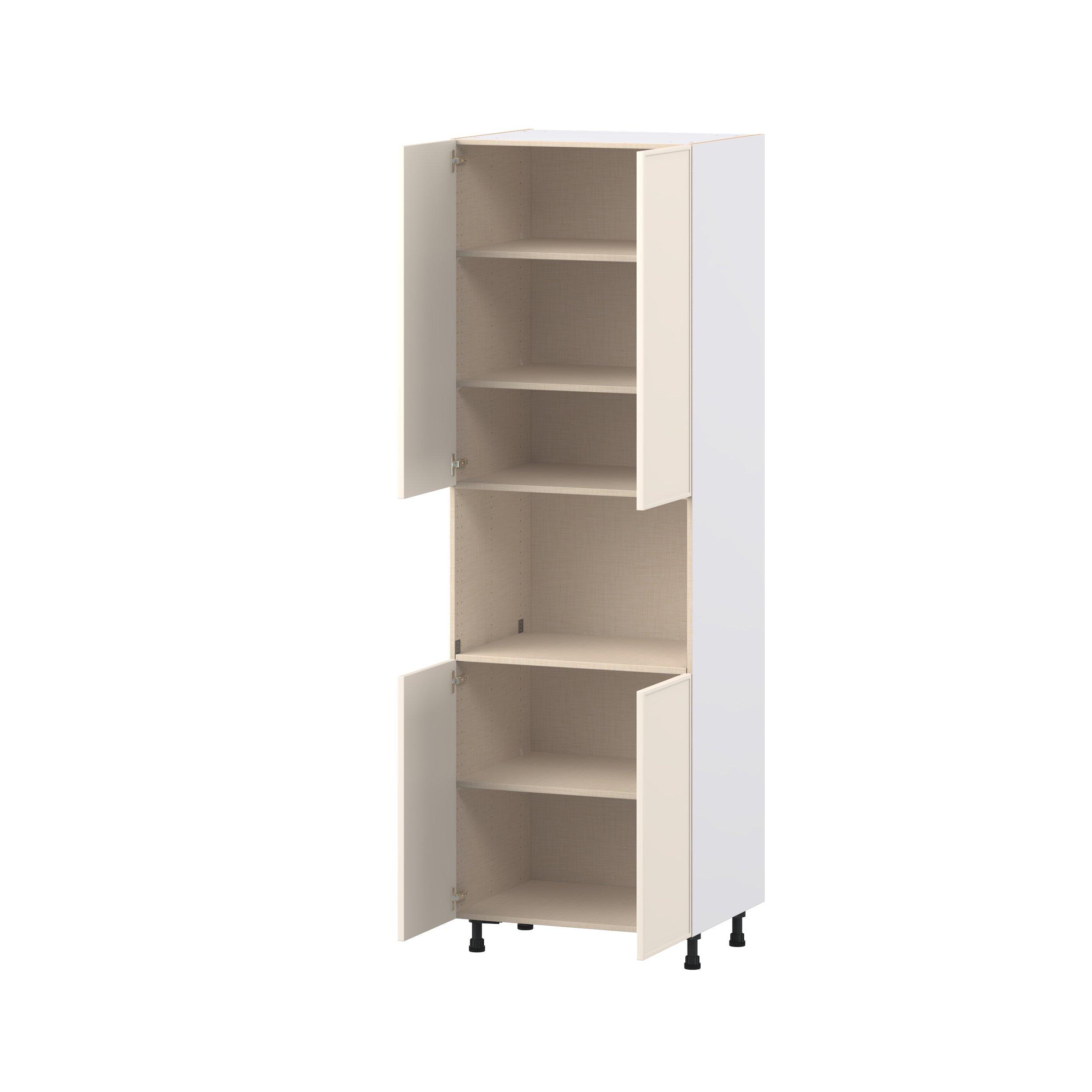 Linden 30 in. Painted Washed Linen Door Microwave Pantry Cabinet