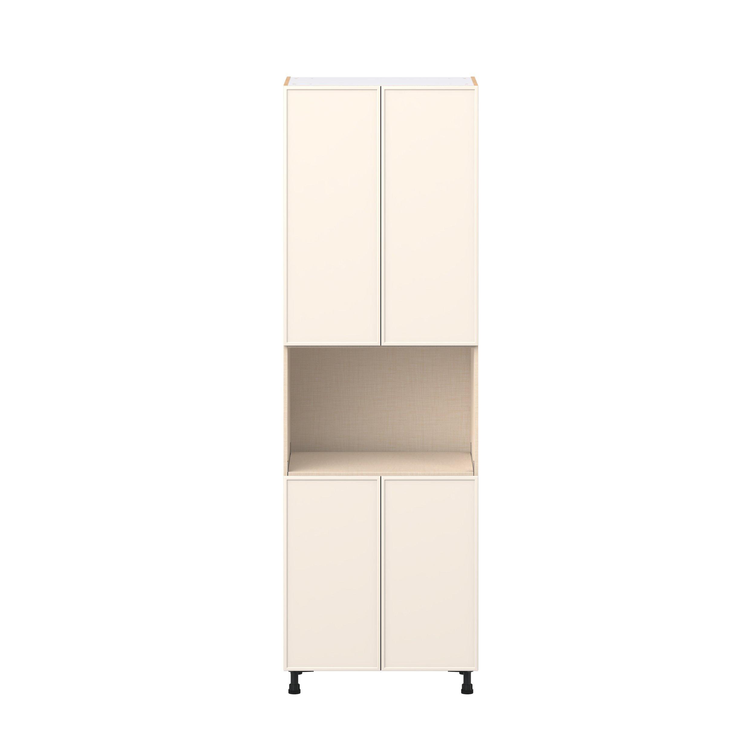 Linden 30 in. Painted Washed Linen Door Microwave Pantry Cabinet