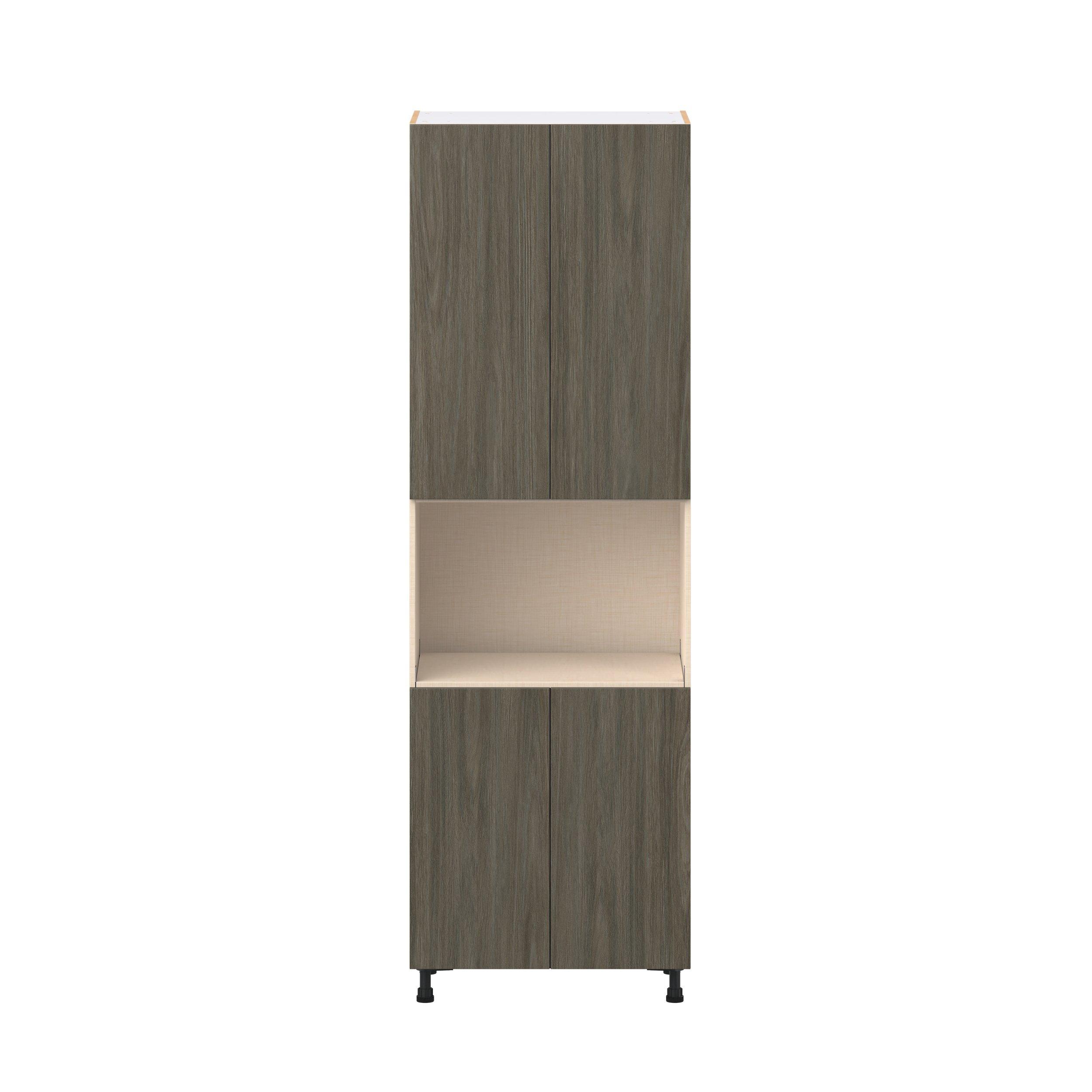 Glenwood 30 in. Burnt Walnut Door Microwave Pantry Cabinet