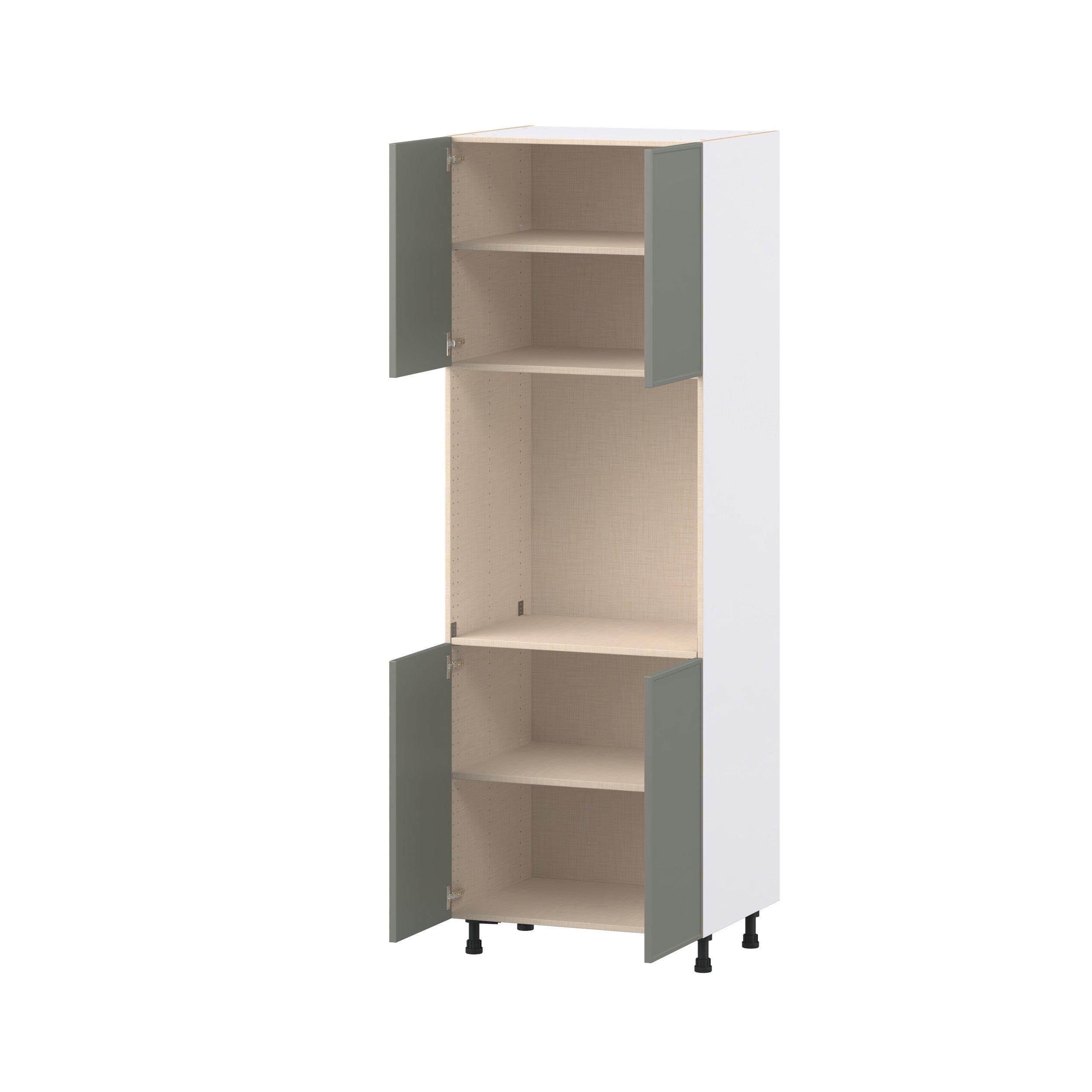Linden 30 in. Painted Moss Green Door Single Oven Pantry Cabinet