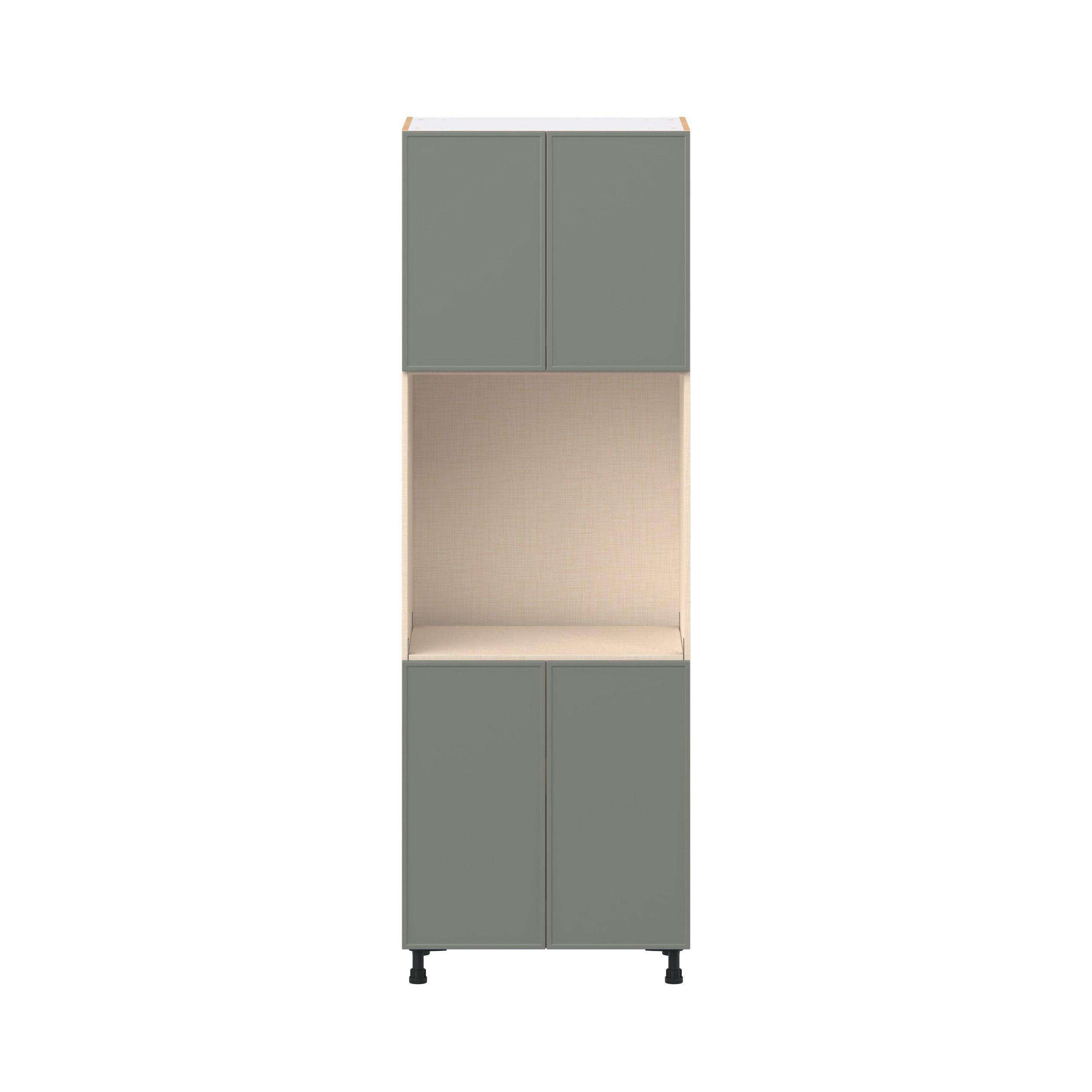 Linden 30 in. Painted Moss Green Door Single Oven Pantry Cabinet