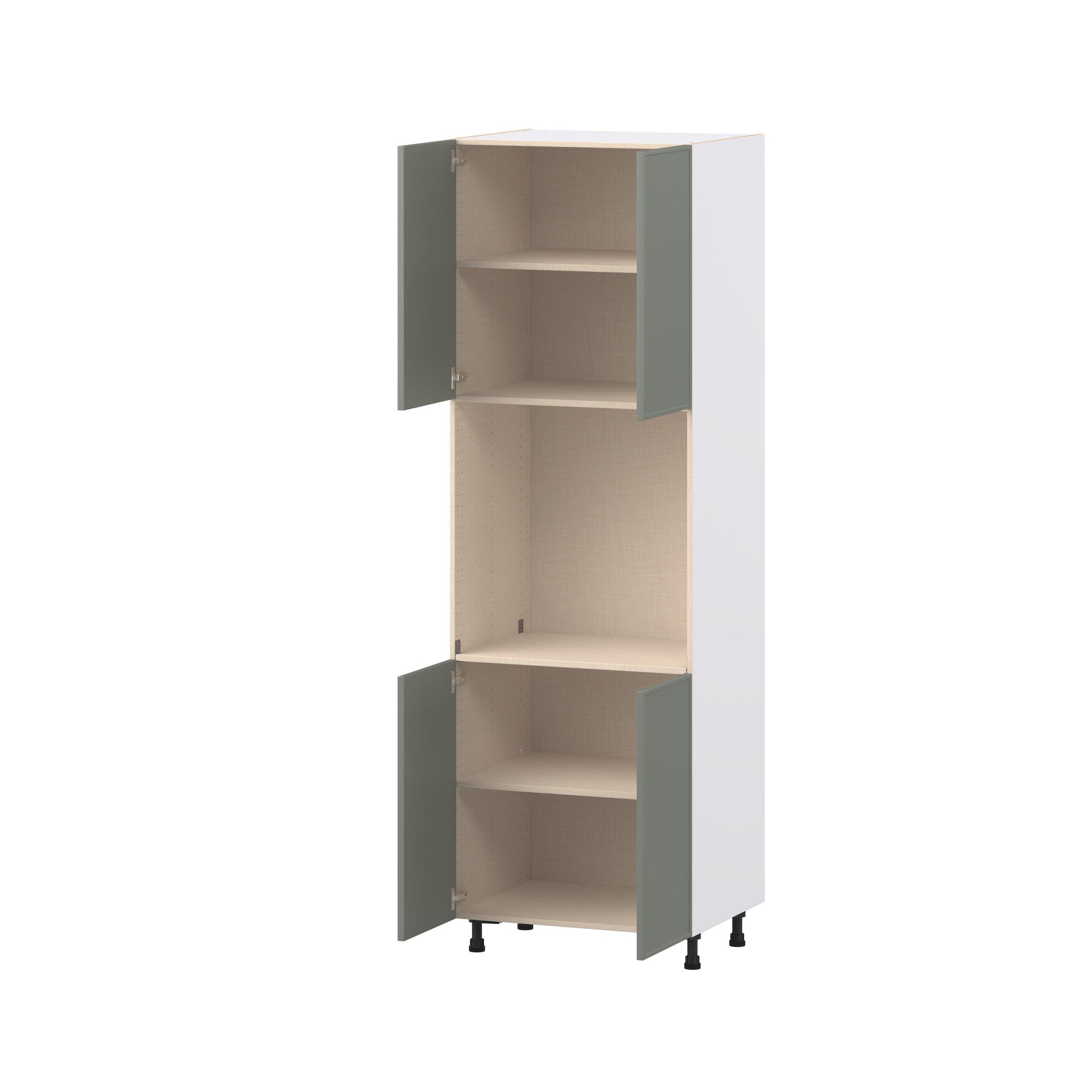 Linden 30 in. Painted Moss Green Door Single Oven Pantry Cabinet