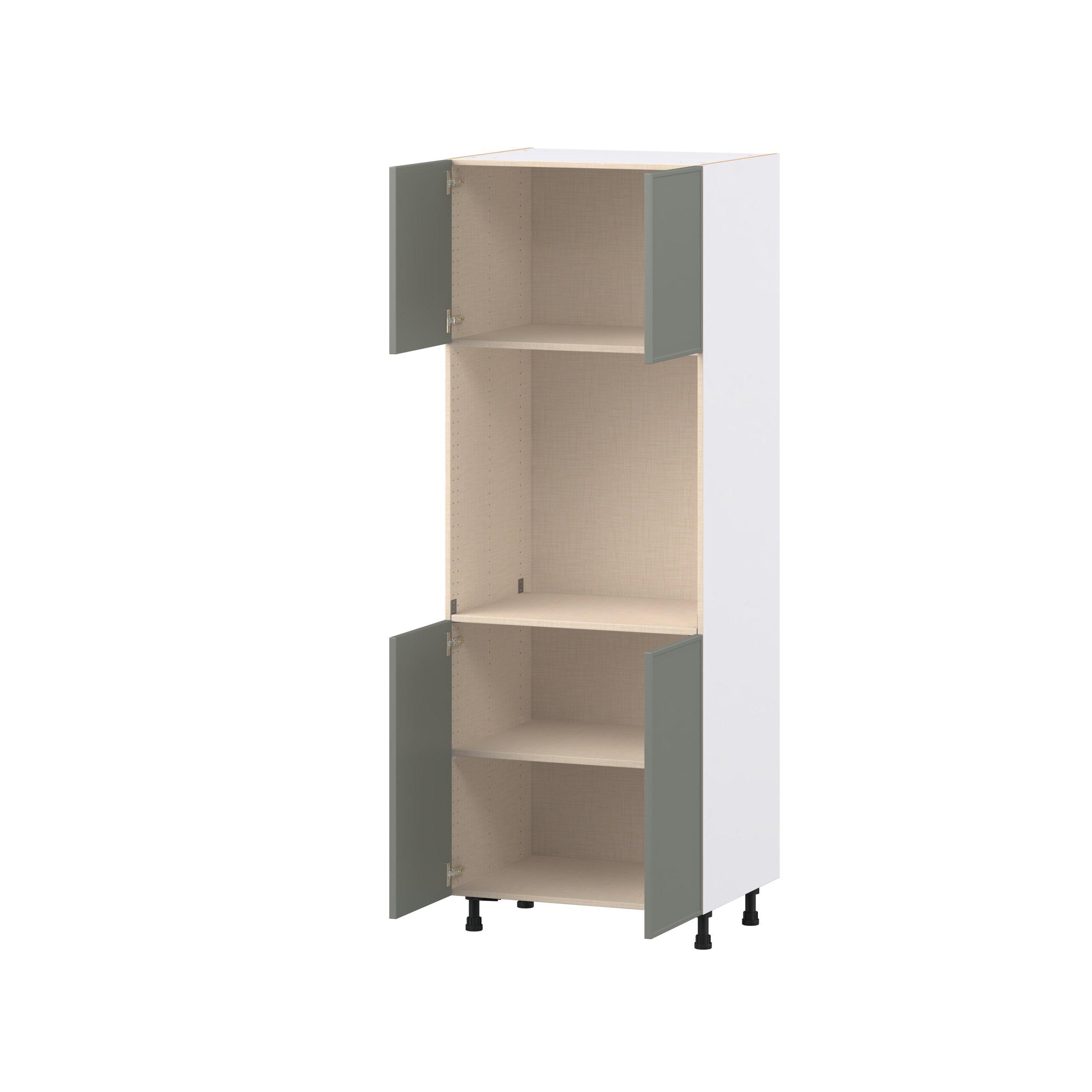 Linden 30 in. Painted Moss Green Door Single Oven Pantry Cabinet