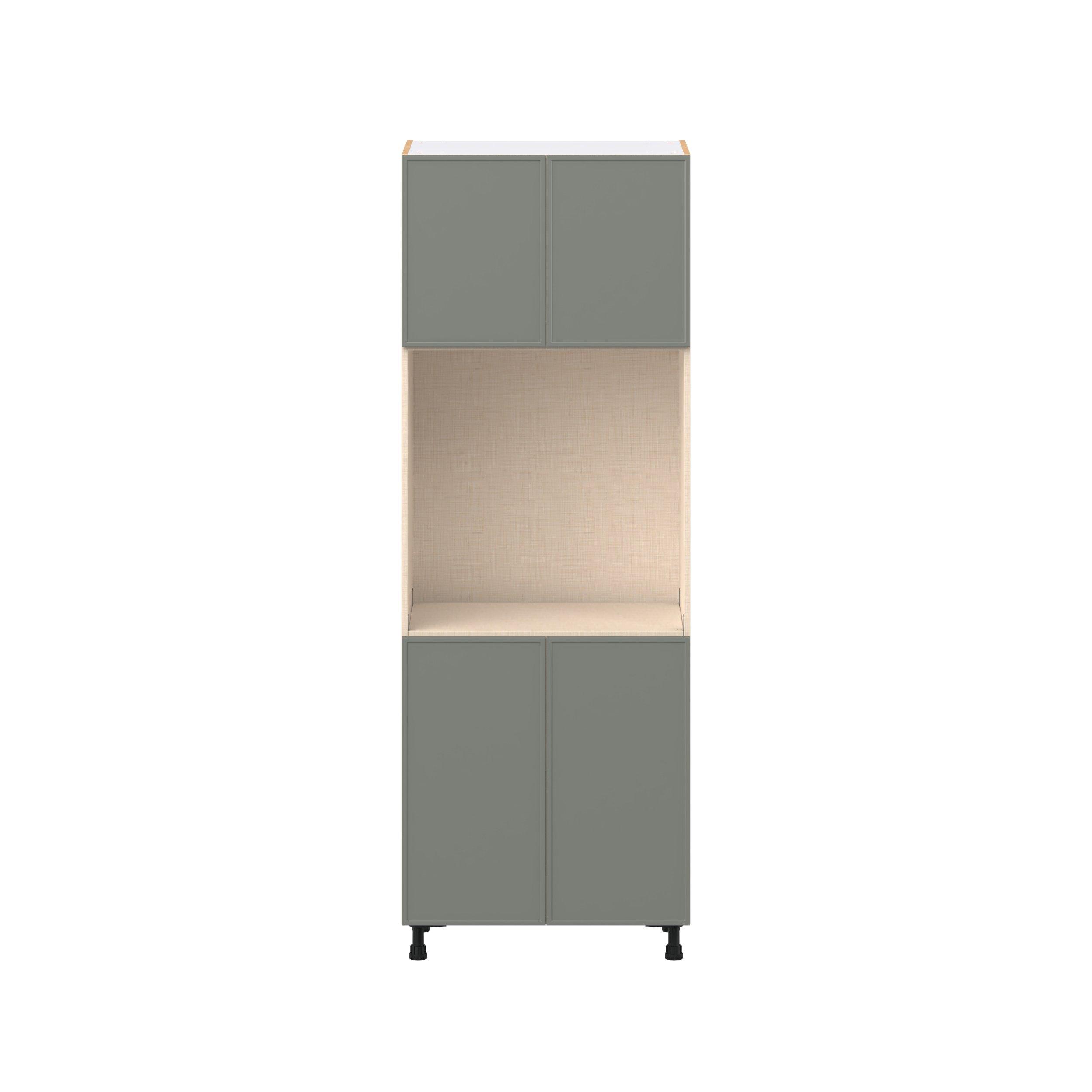 Linden 30 in. Painted Moss Green Door Single Oven Pantry Cabinet