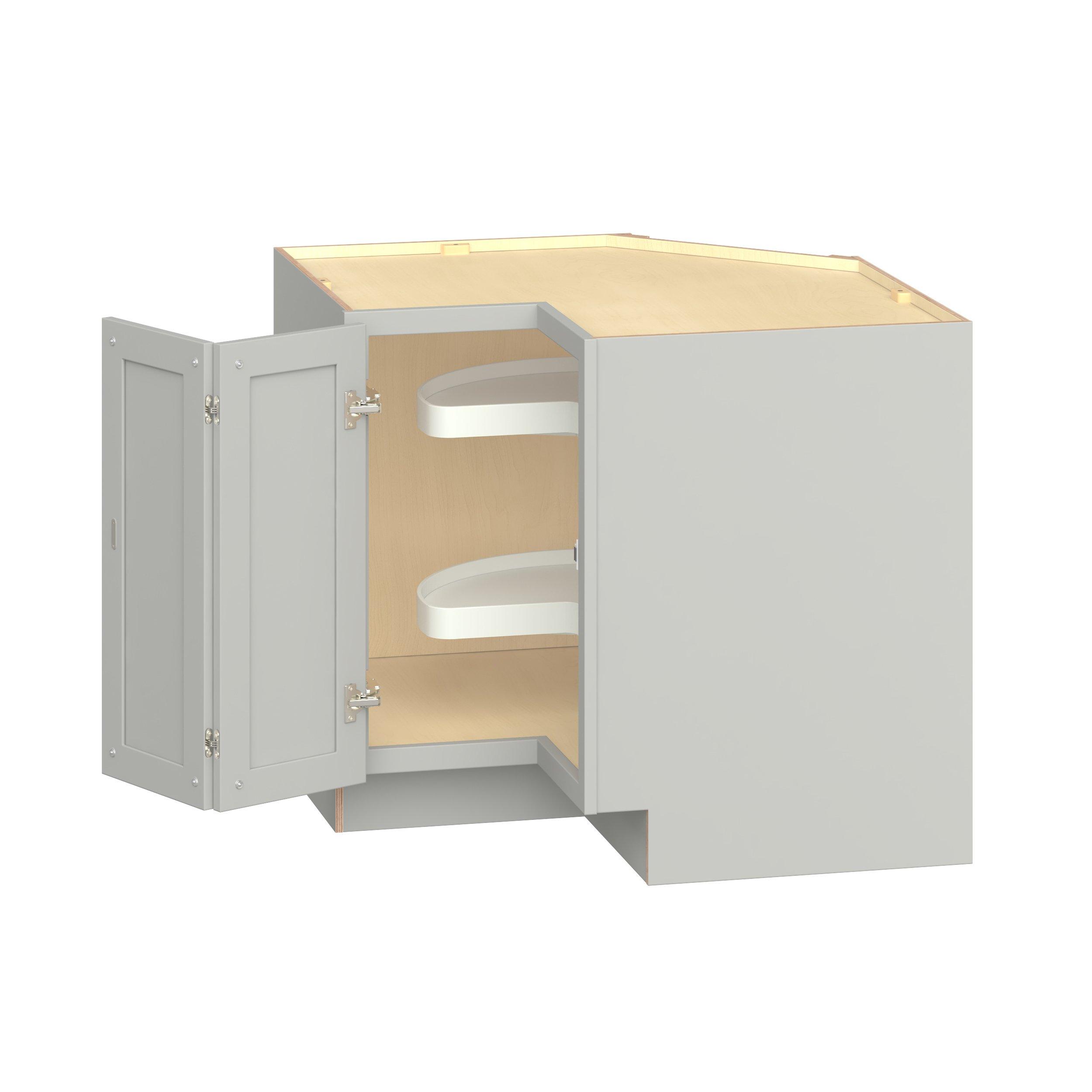 Baxley 30 in. Painted Whisper Gray Lazy Susan Corner Base Cabinet - ADA