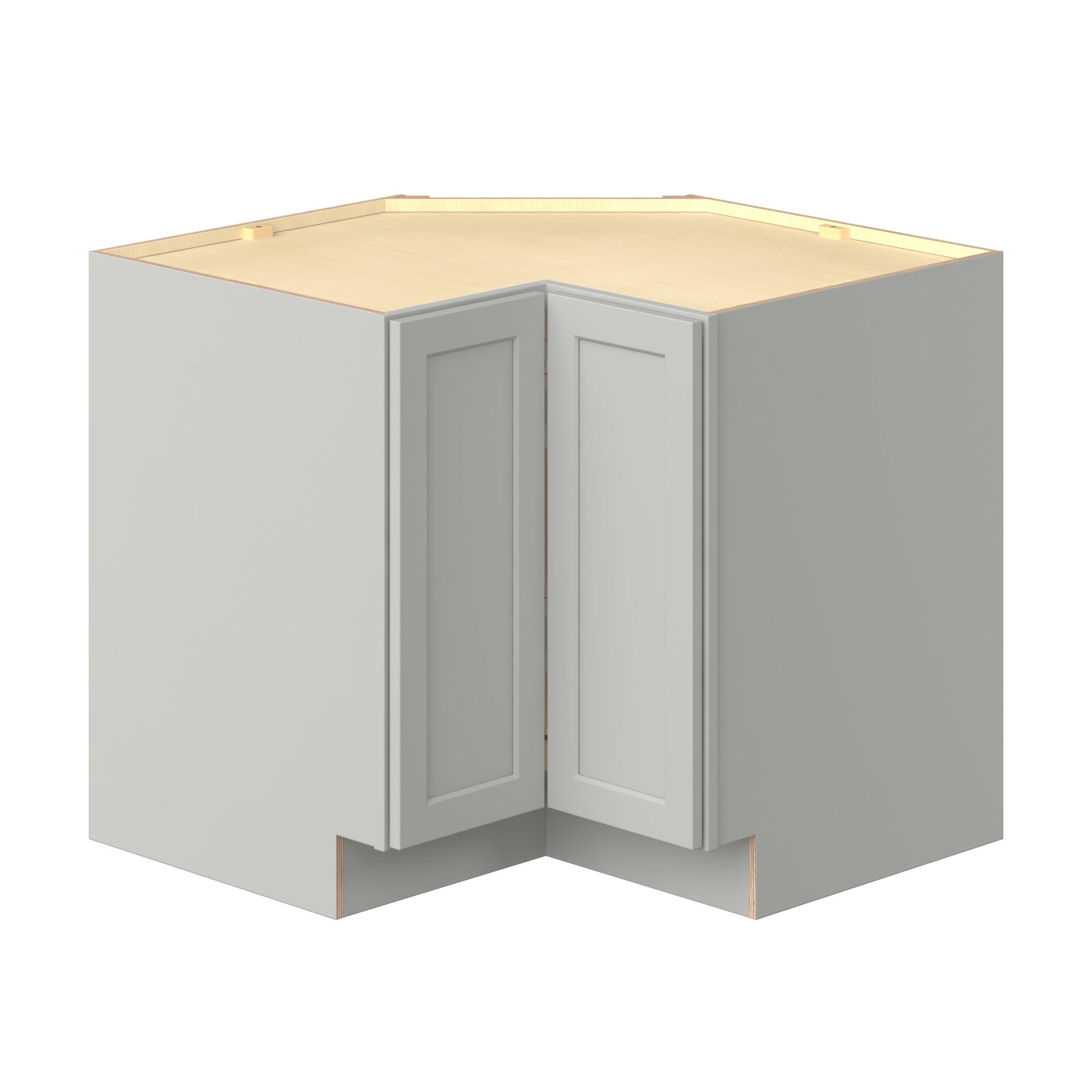 Baxley 30 in. Painted Whisper Gray Lazy Susan Corner Base Cabinet - ADA