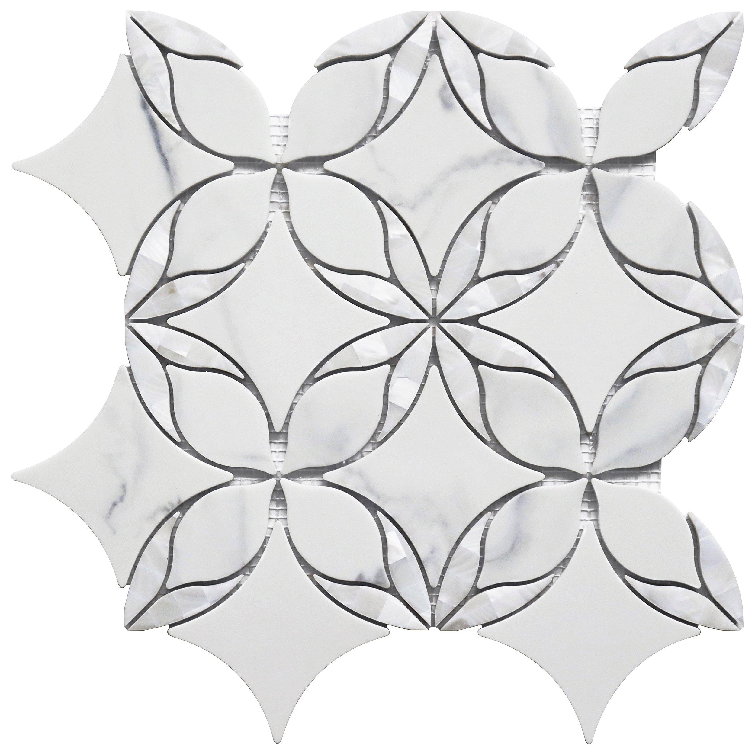 Lotus Mother of Pearl Recycled Glass Mosaic