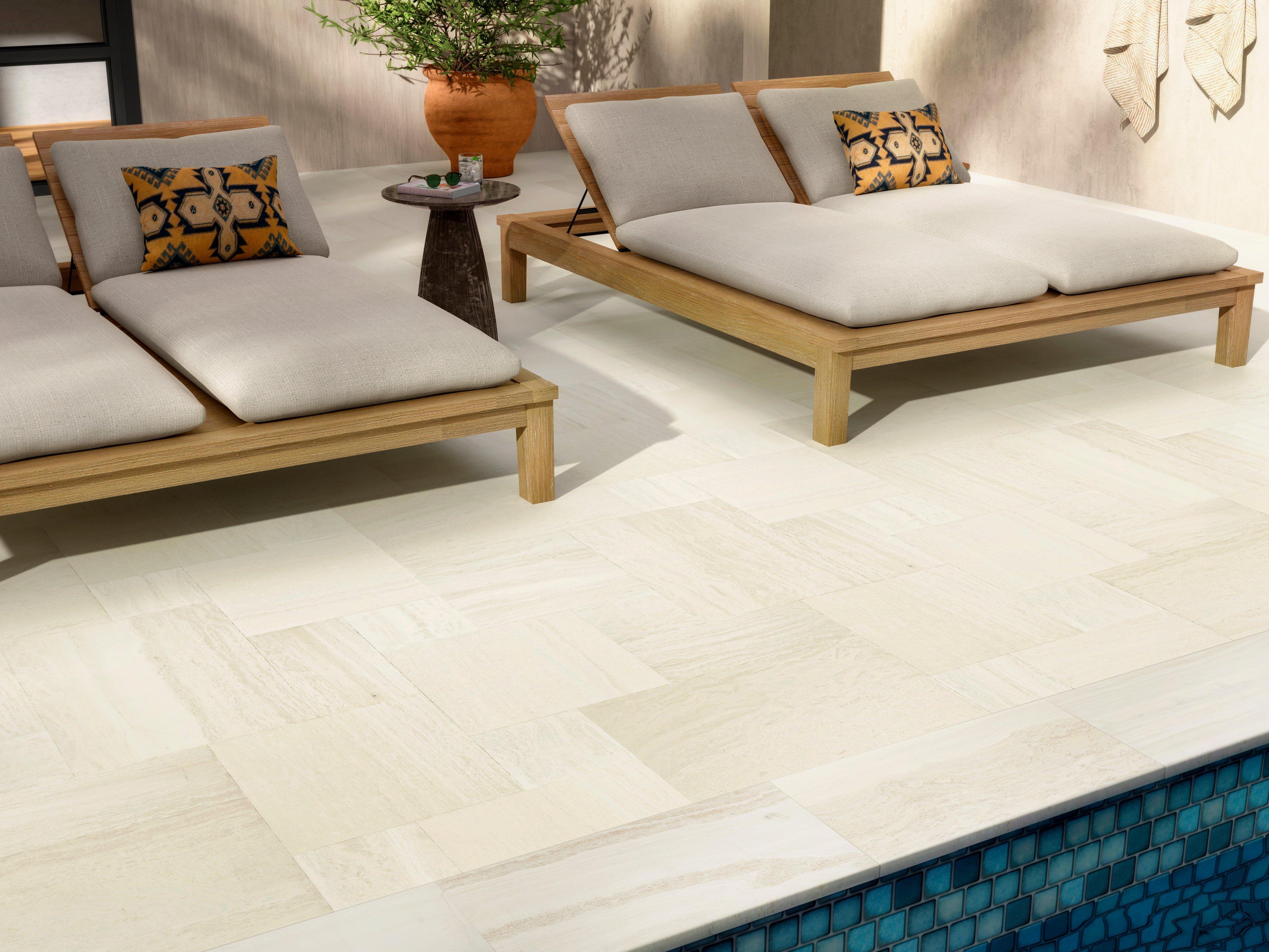 Ivory Dunes Tumbled Limestone Eased Edge 3cm. Paver Coping