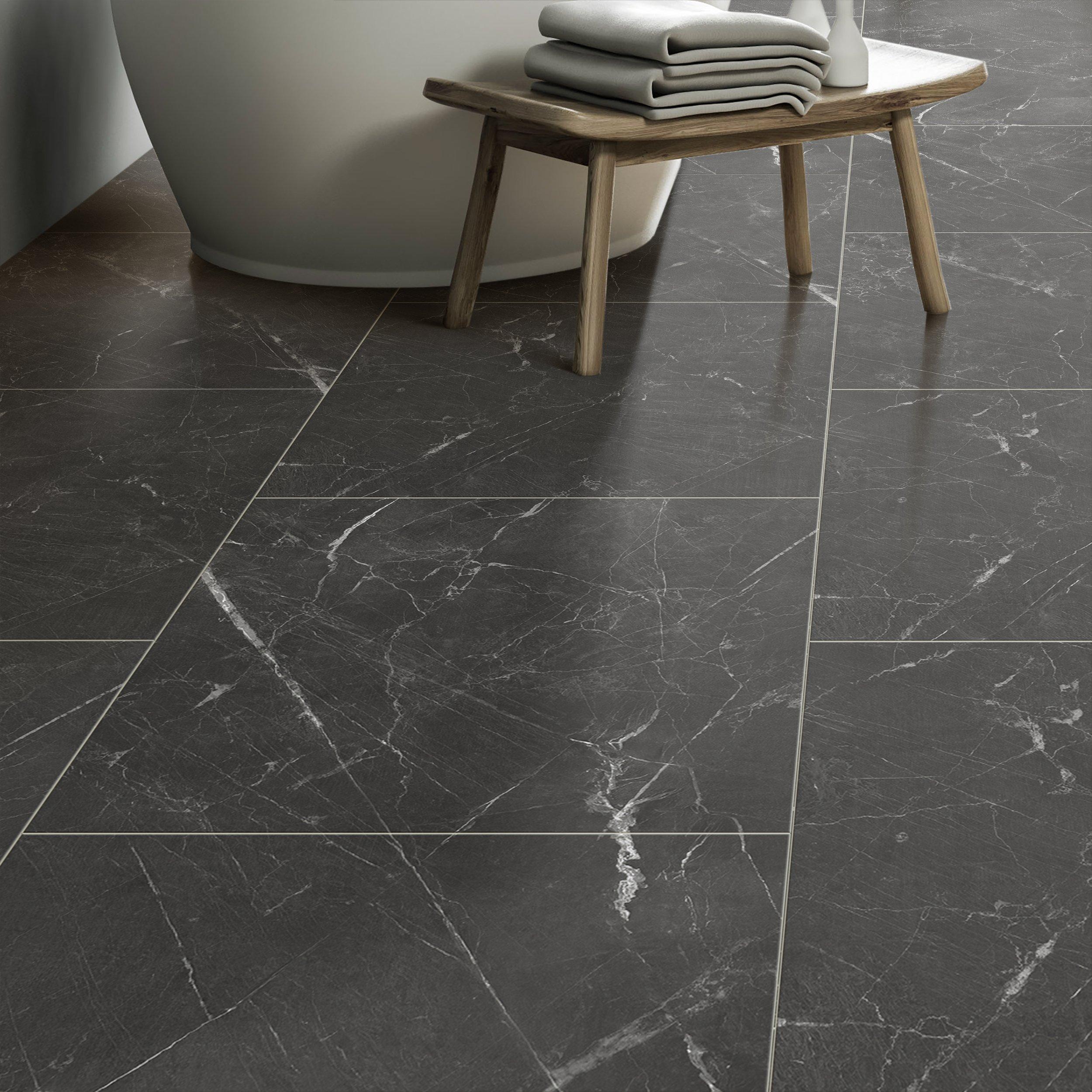Nero Marquina Waterproof Rigid Core Luxury Vinyl Tile- Foam Pad