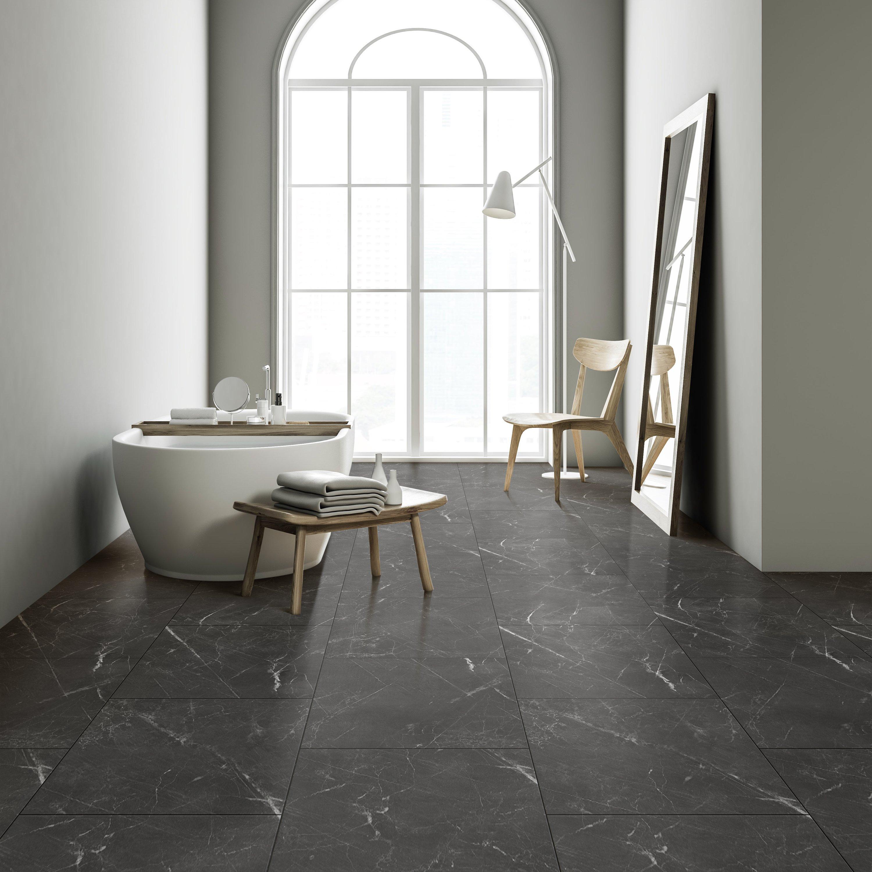 Nero Marquina Waterproof Rigid Core Luxury Vinyl Tile- Foam Pad