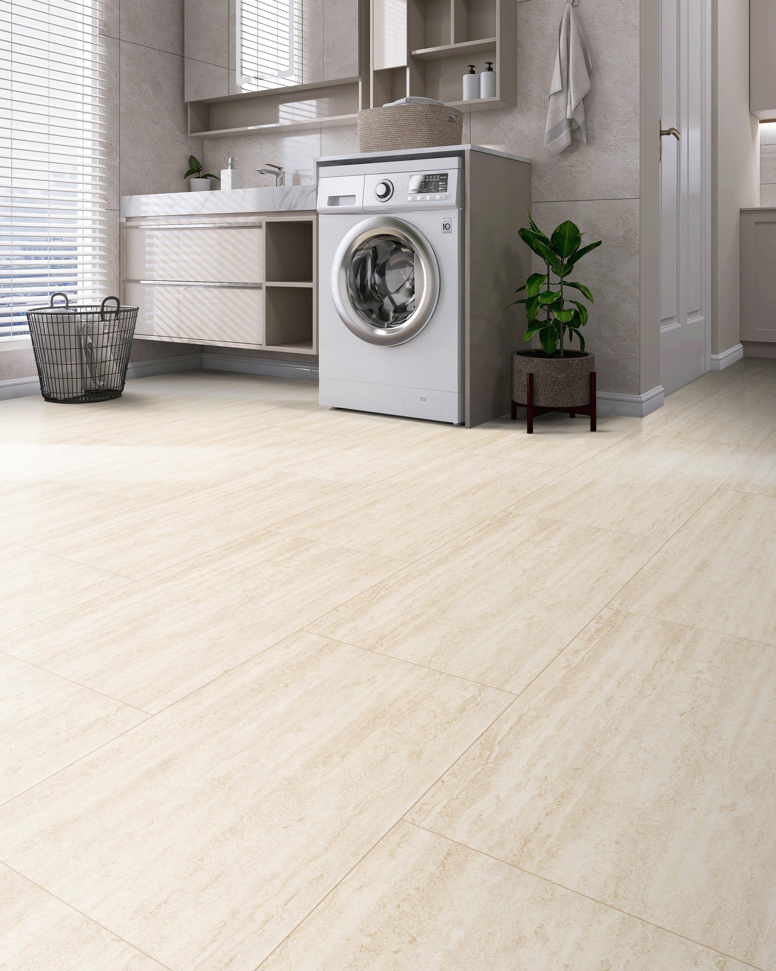 Avorio Beige Waterproof Rigid Core Luxury Vinyl Tile - Foam Pad