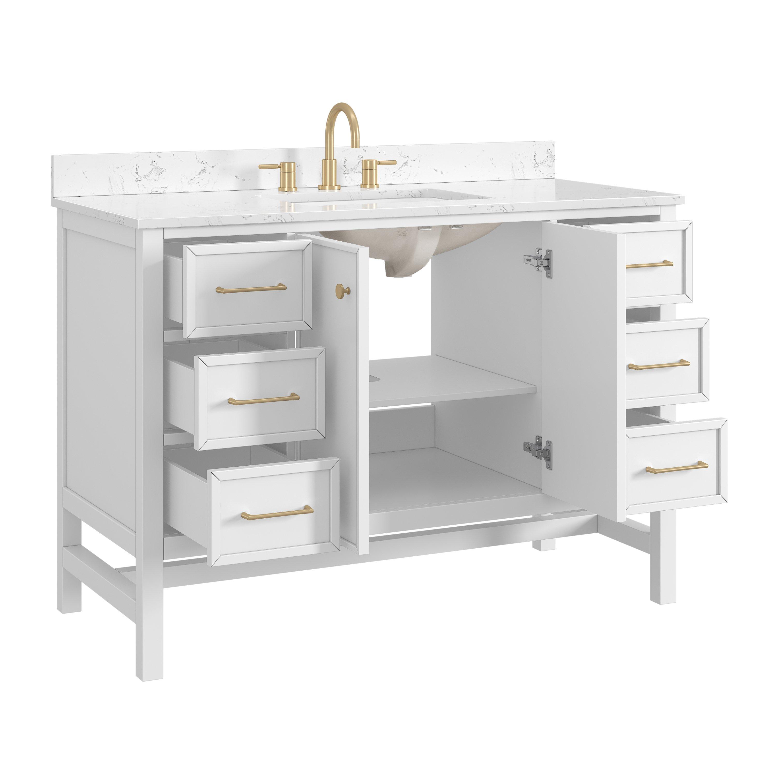 Piper 49 in. White Vanity with Engineered Stone Top