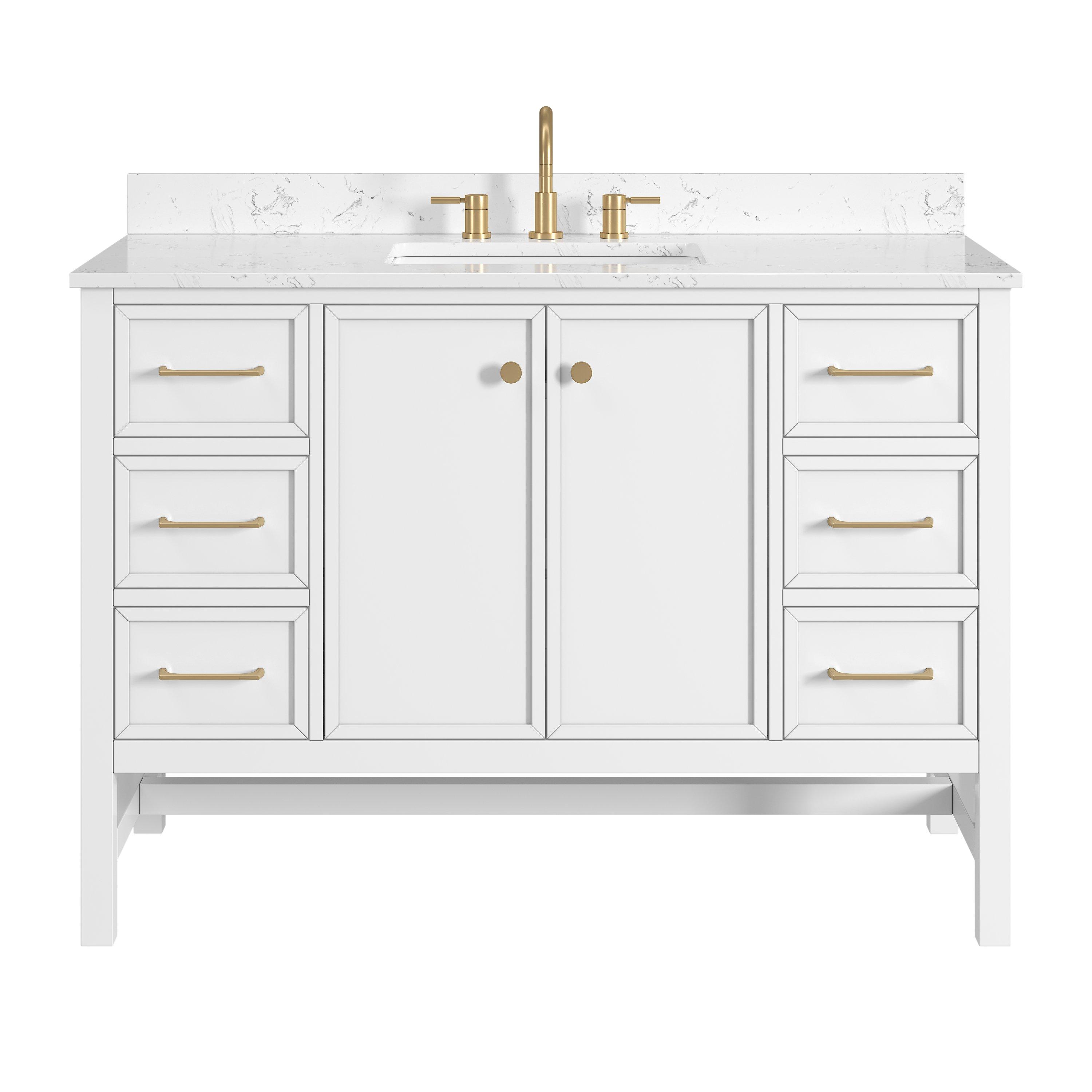 Piper 49 in. White Vanity with Engineered Stone Top