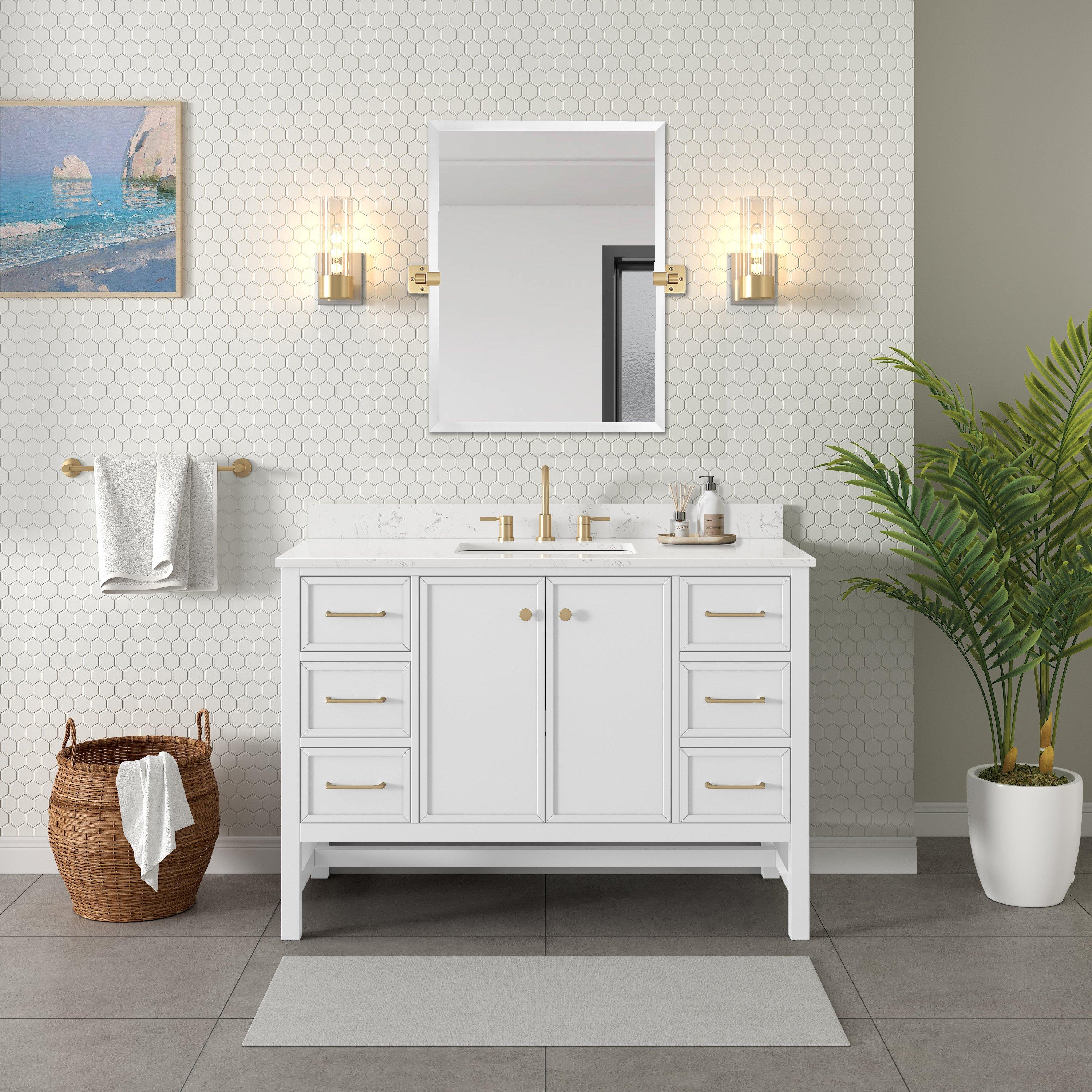 Piper 49 in. White Vanity with Engineered Stone Top