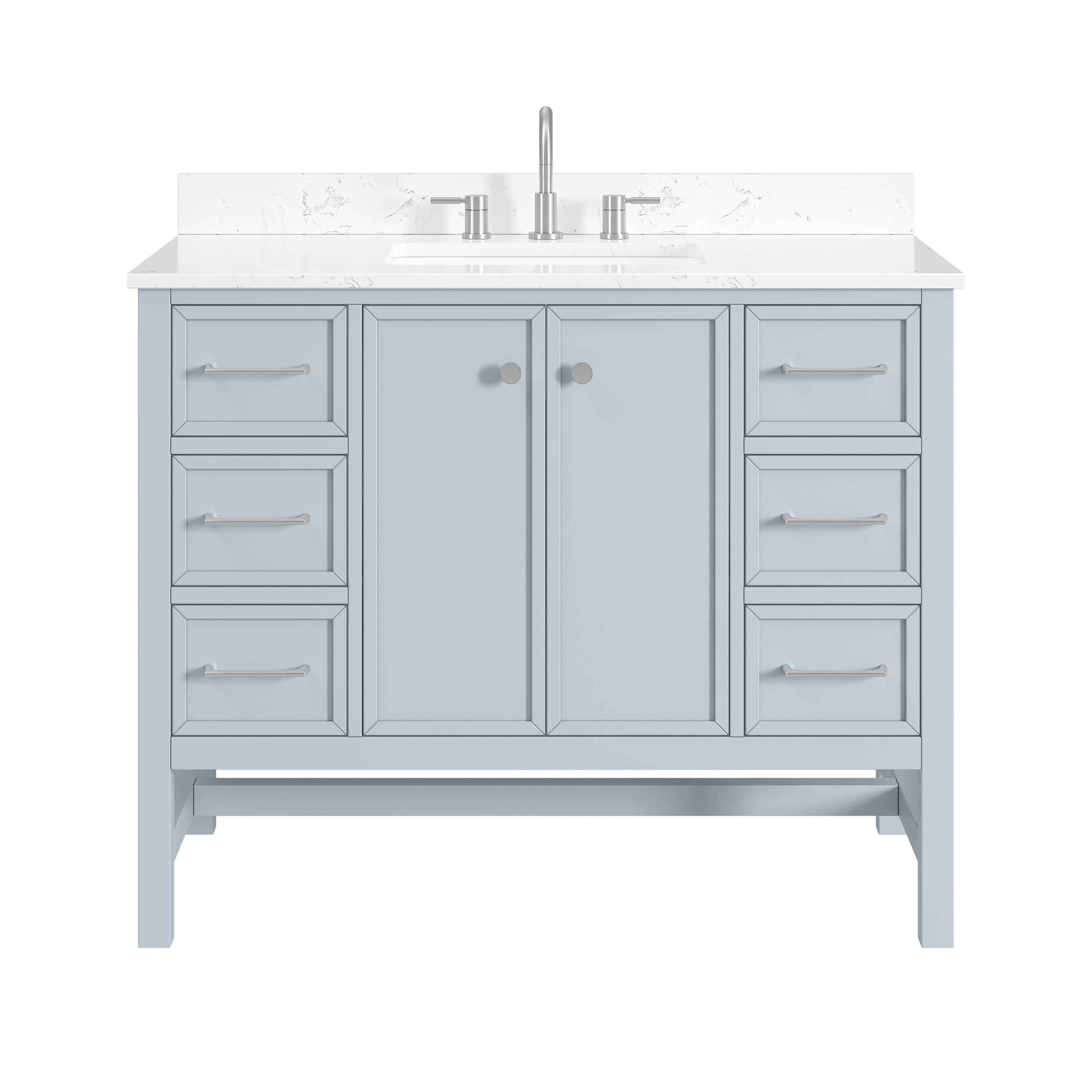 Piper 43 in. Blue Vanity with Engineered Stone Top