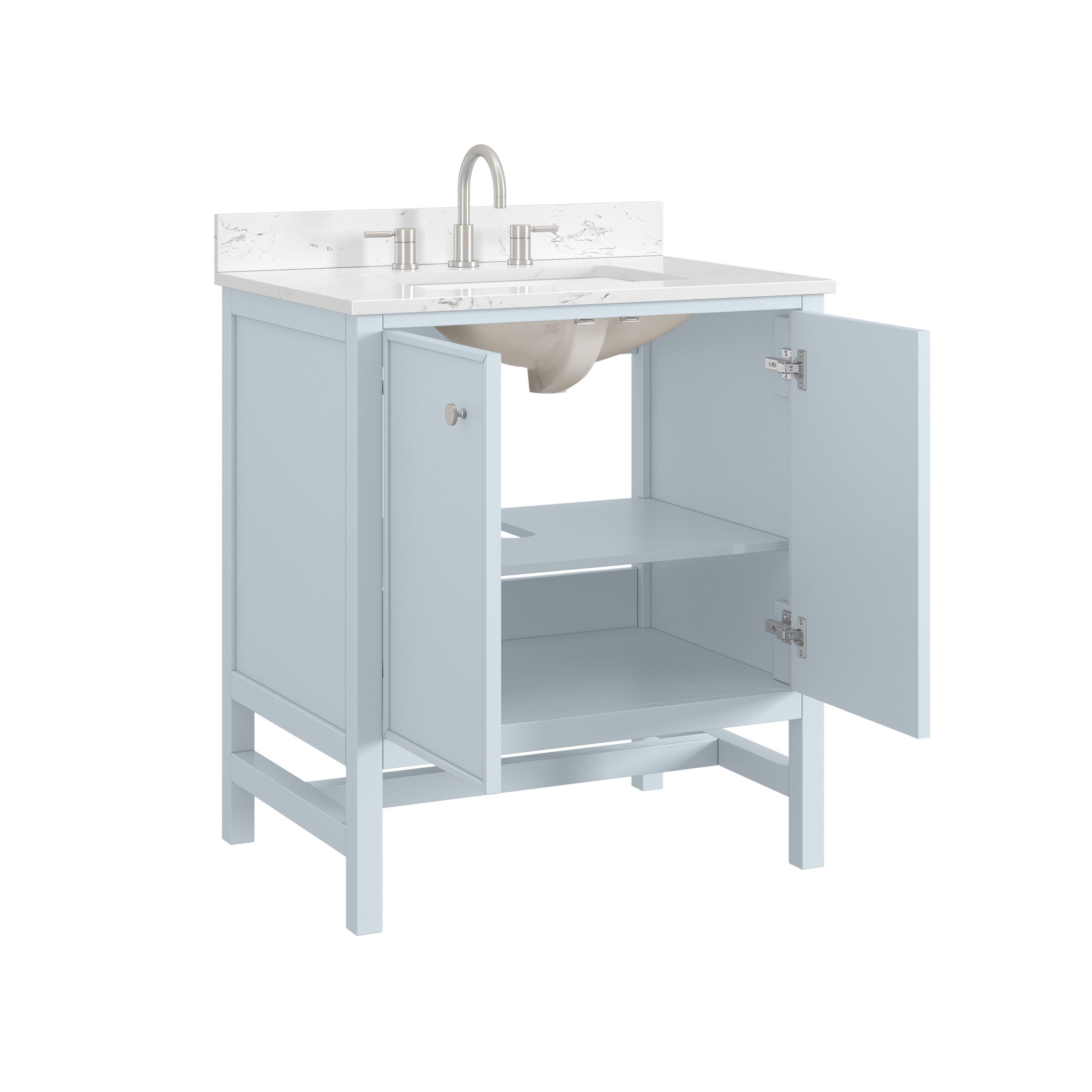 Piper 31 in. Blue Vanity with Engineered Stone Top