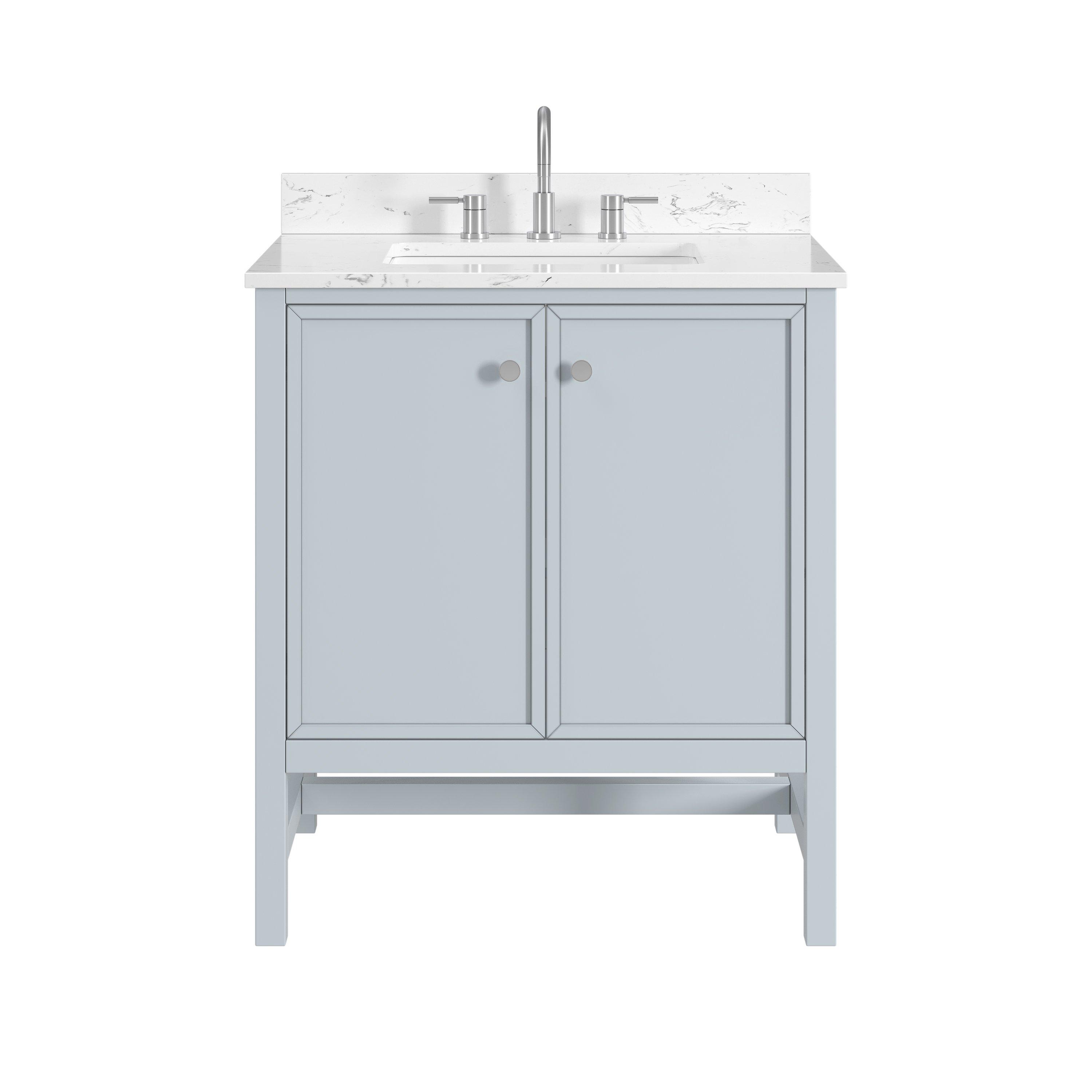Piper 31 in. Blue Vanity with Engineered Stone Top