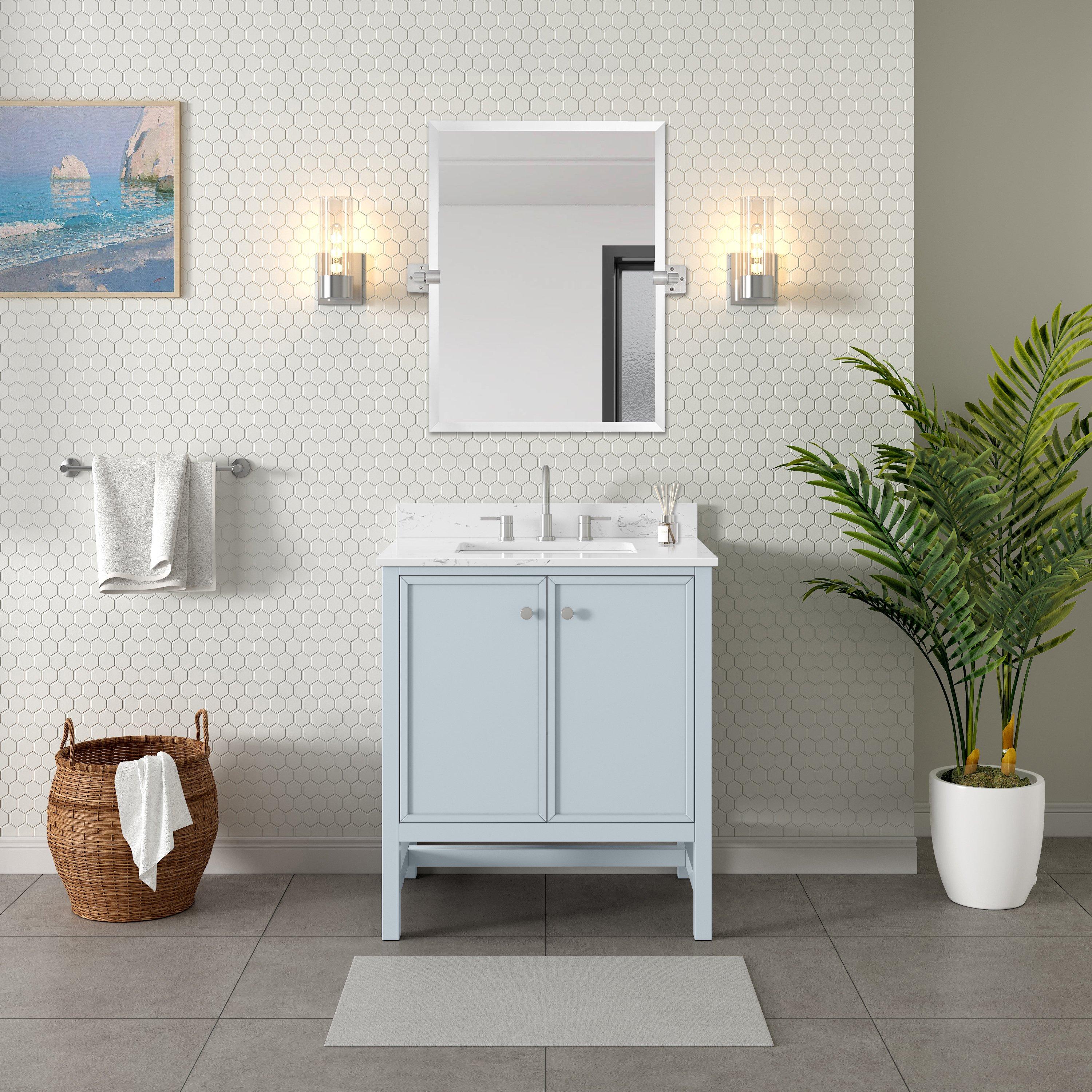 Piper 31 in. Blue Vanity with Engineered Stone Top