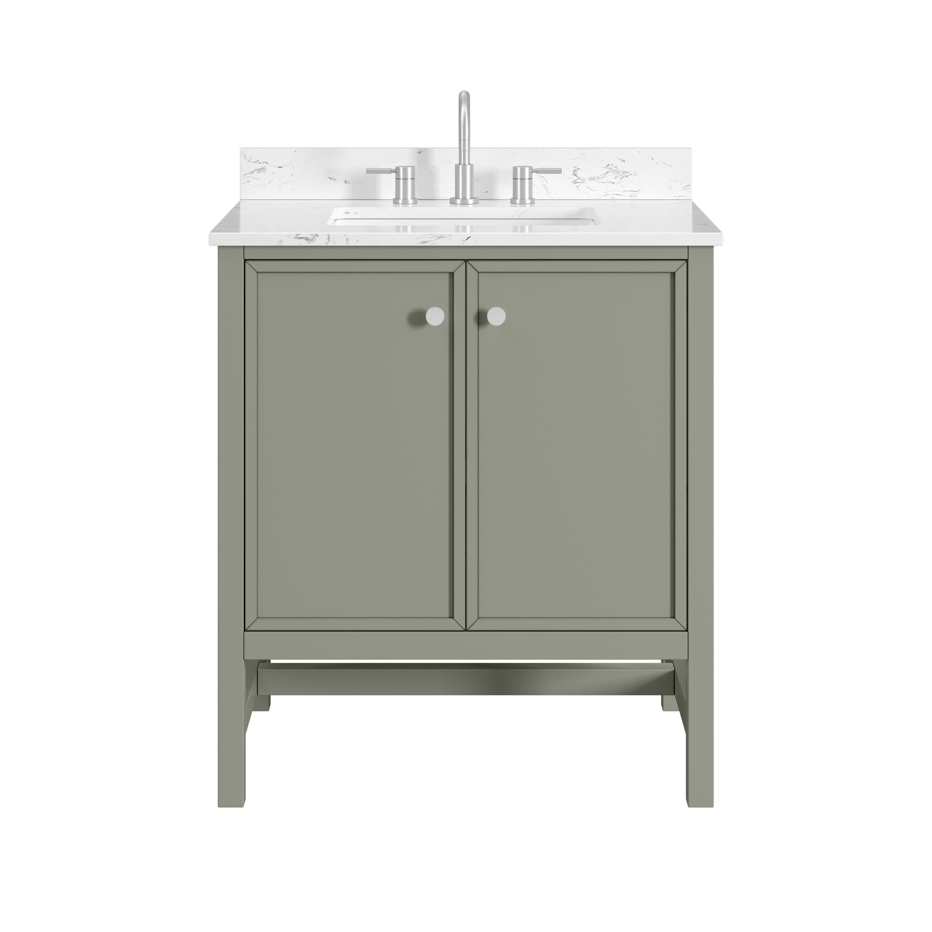 Piper 31 in. Green Vanity with Engineered Stone Top