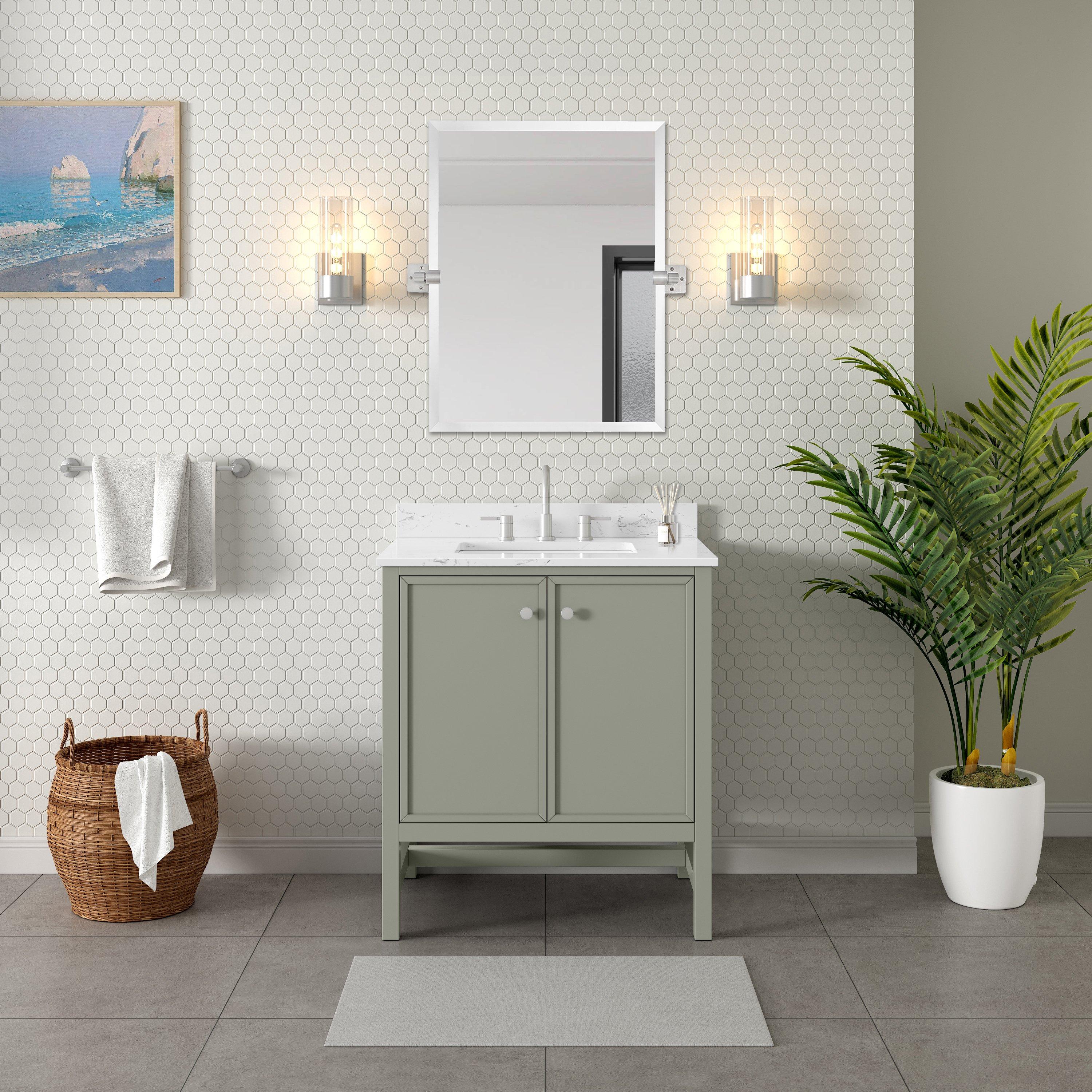 Piper 31 in. Green Vanity with Engineered Stone Top