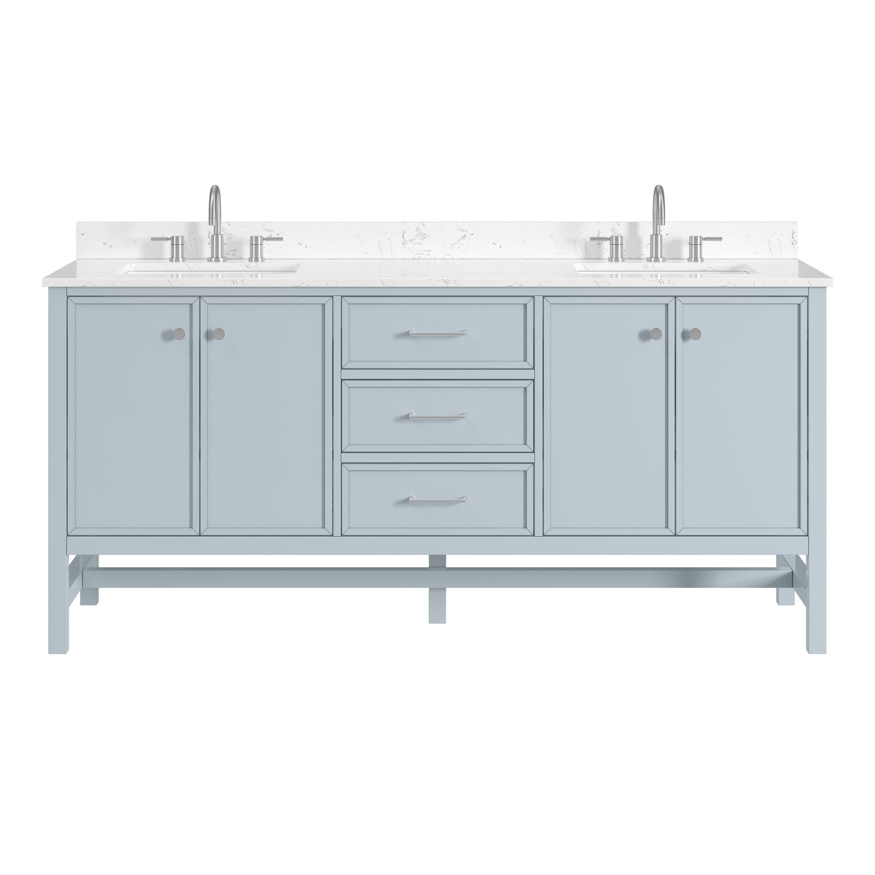 Piper 73 in. Blue Vanity with Engineered Stone Top