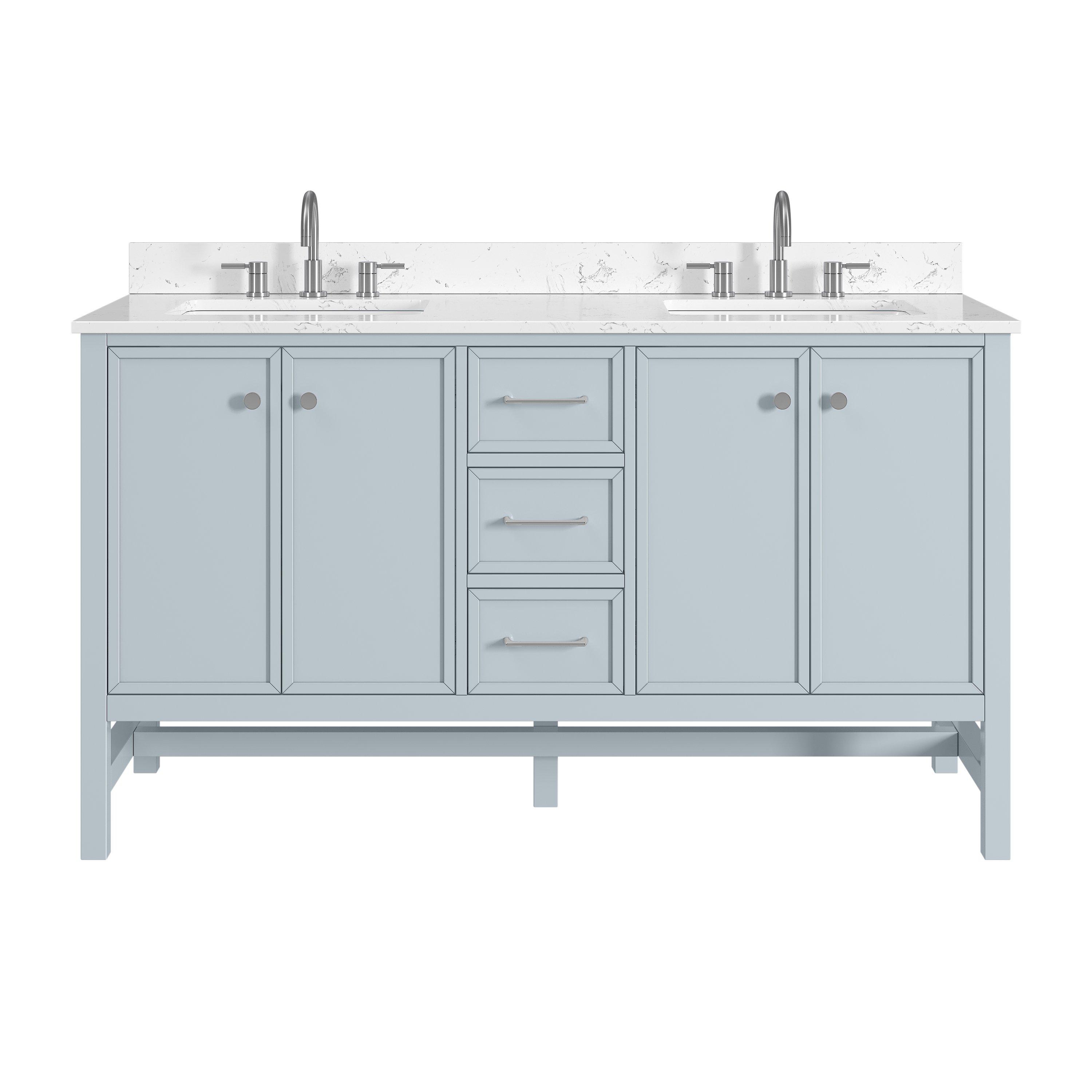 Piper 61 in. Blue Vanity with Engineered Stone Top