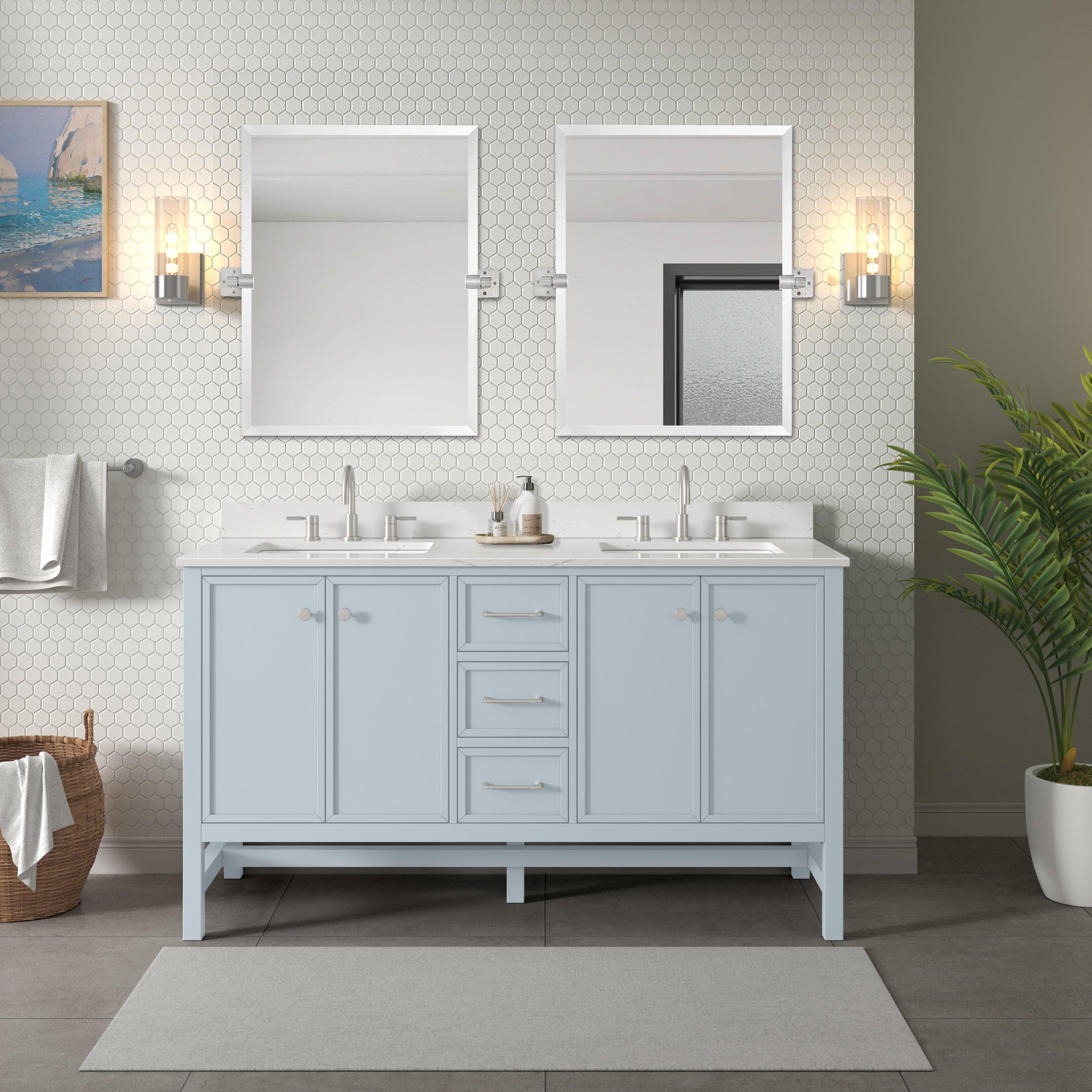 Piper 61 in. Blue Vanity with Engineered Stone Top