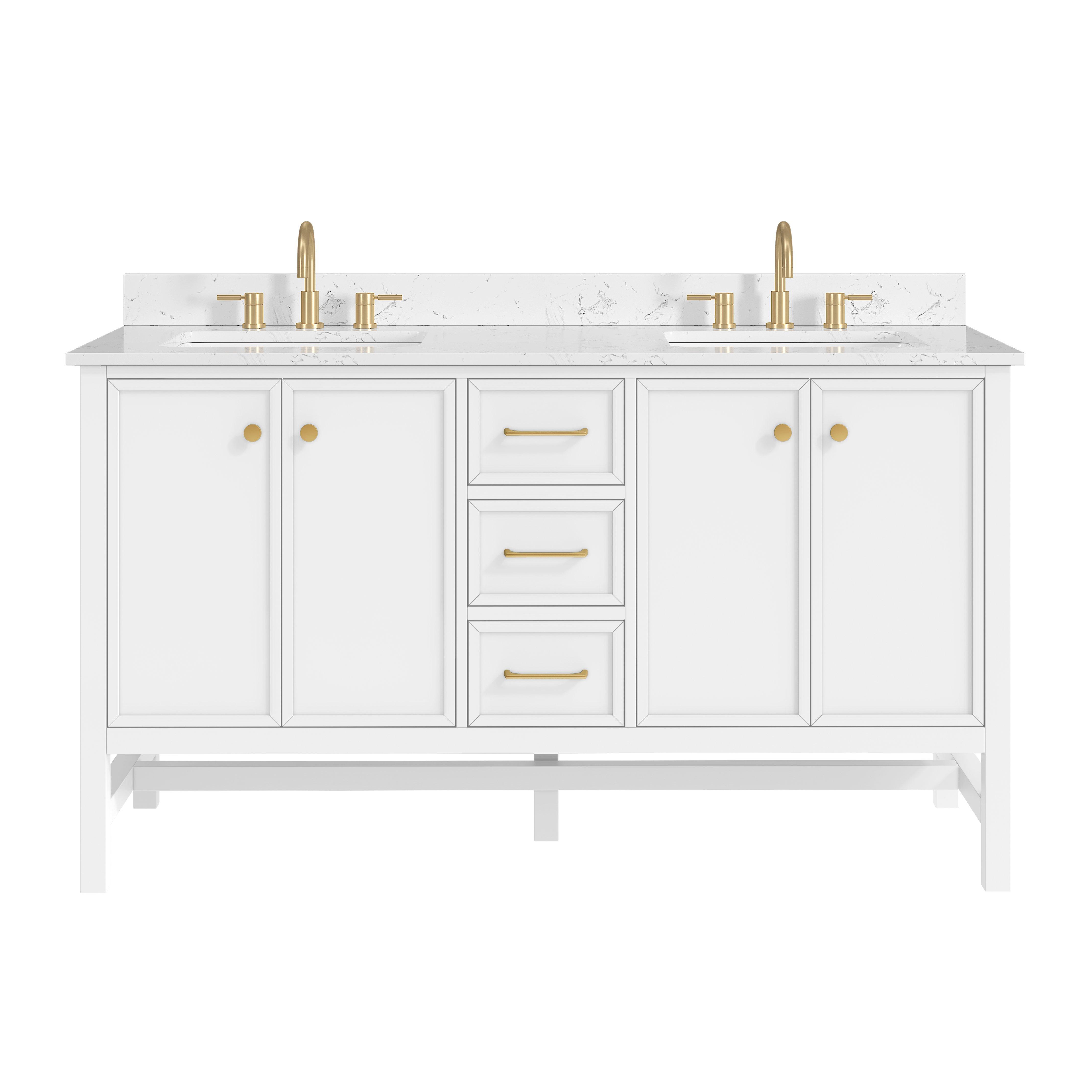 Piper 61 in. White Vanity with Engineered Stone Top