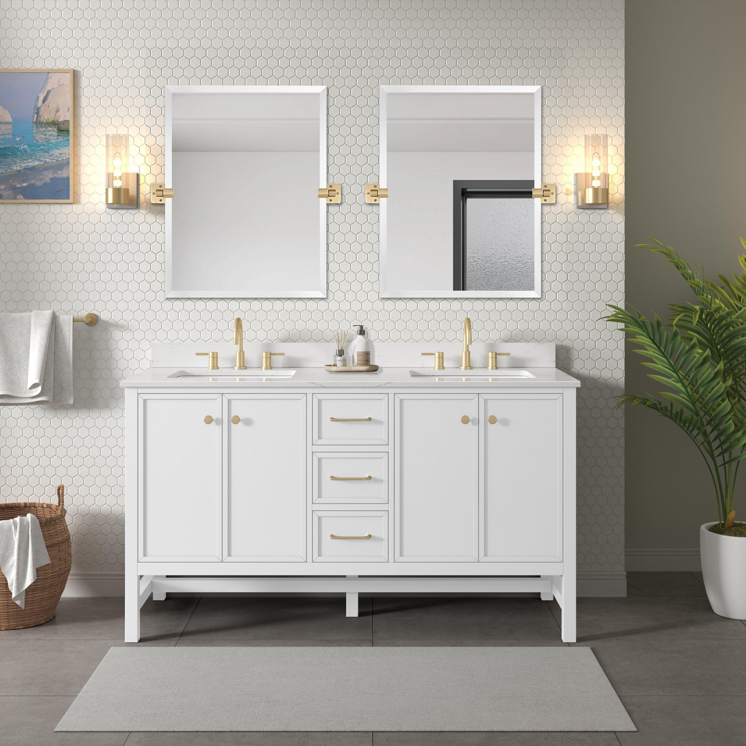 Piper 61 in. White Vanity with Engineered Stone Top