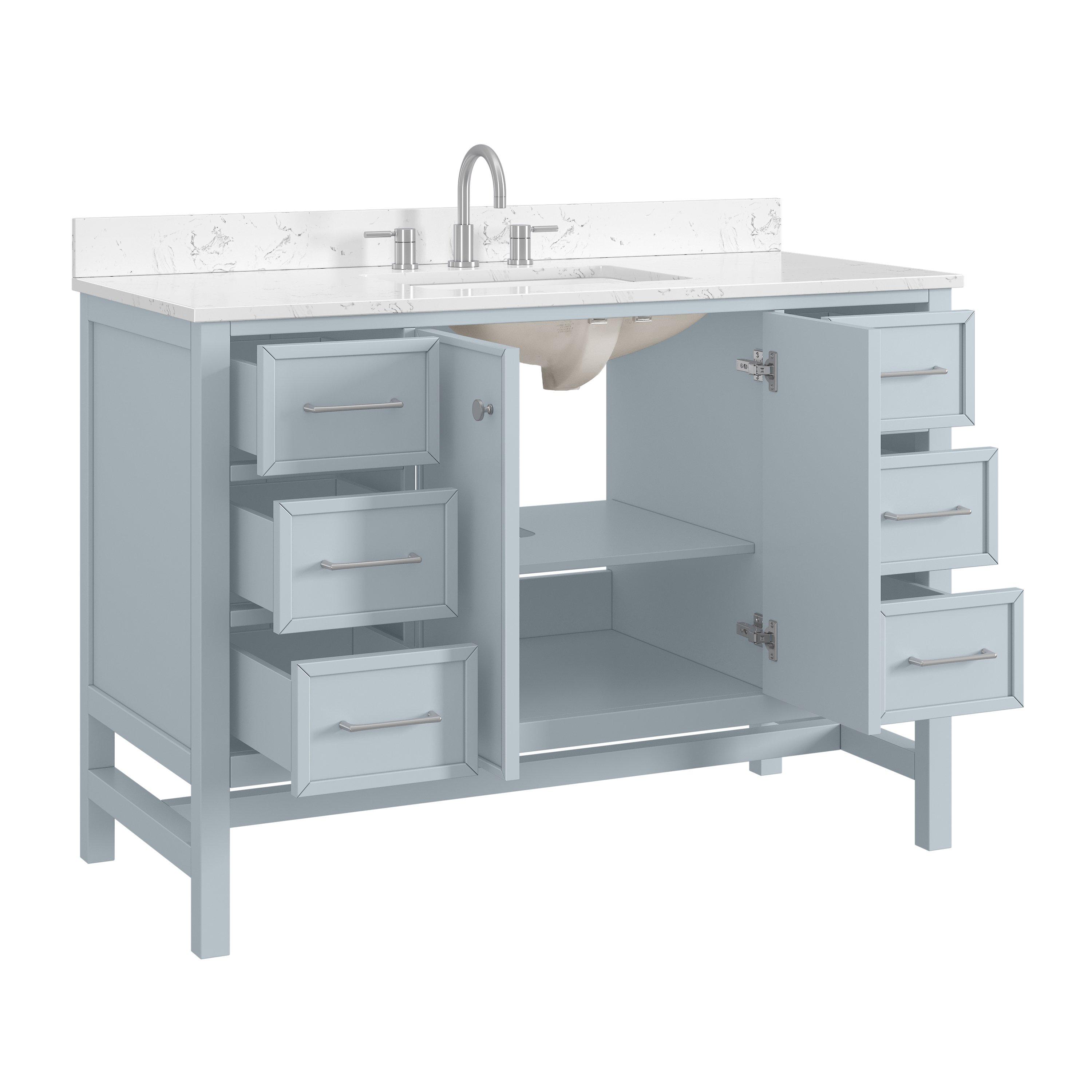 Piper 49 in. Blue Vanity with Engineered Stone Top